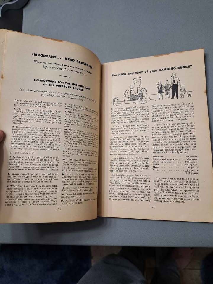 Vintage 1946 Steamliner pressure cooker instructions for cooking and canning