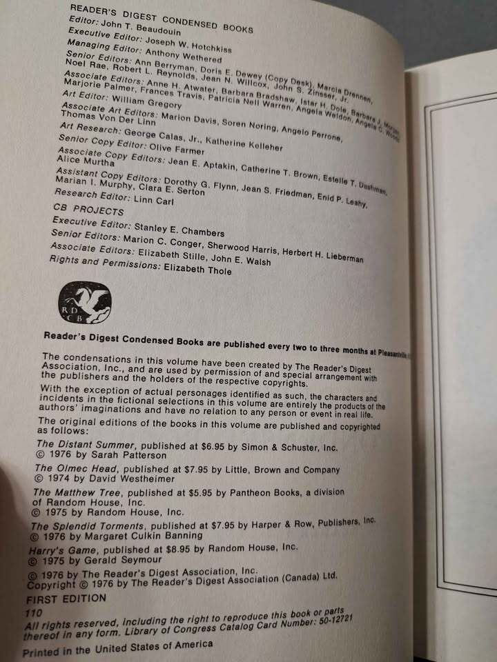 Vintage 1976 first edition Readers Digest Condensed Books Volume 4