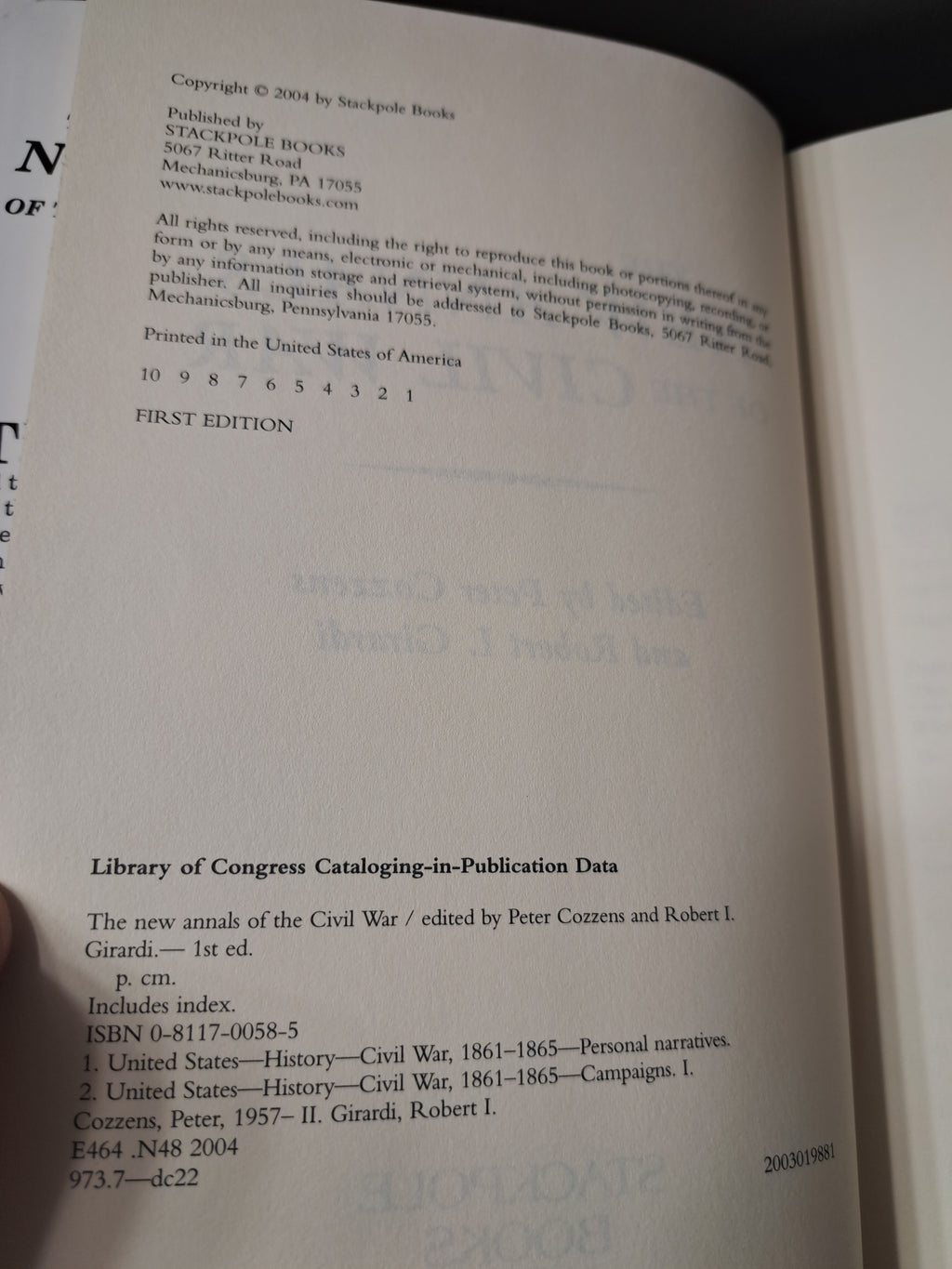 The New Annals of the Civil War edited by Peter Cozzens & Robert I Girardi