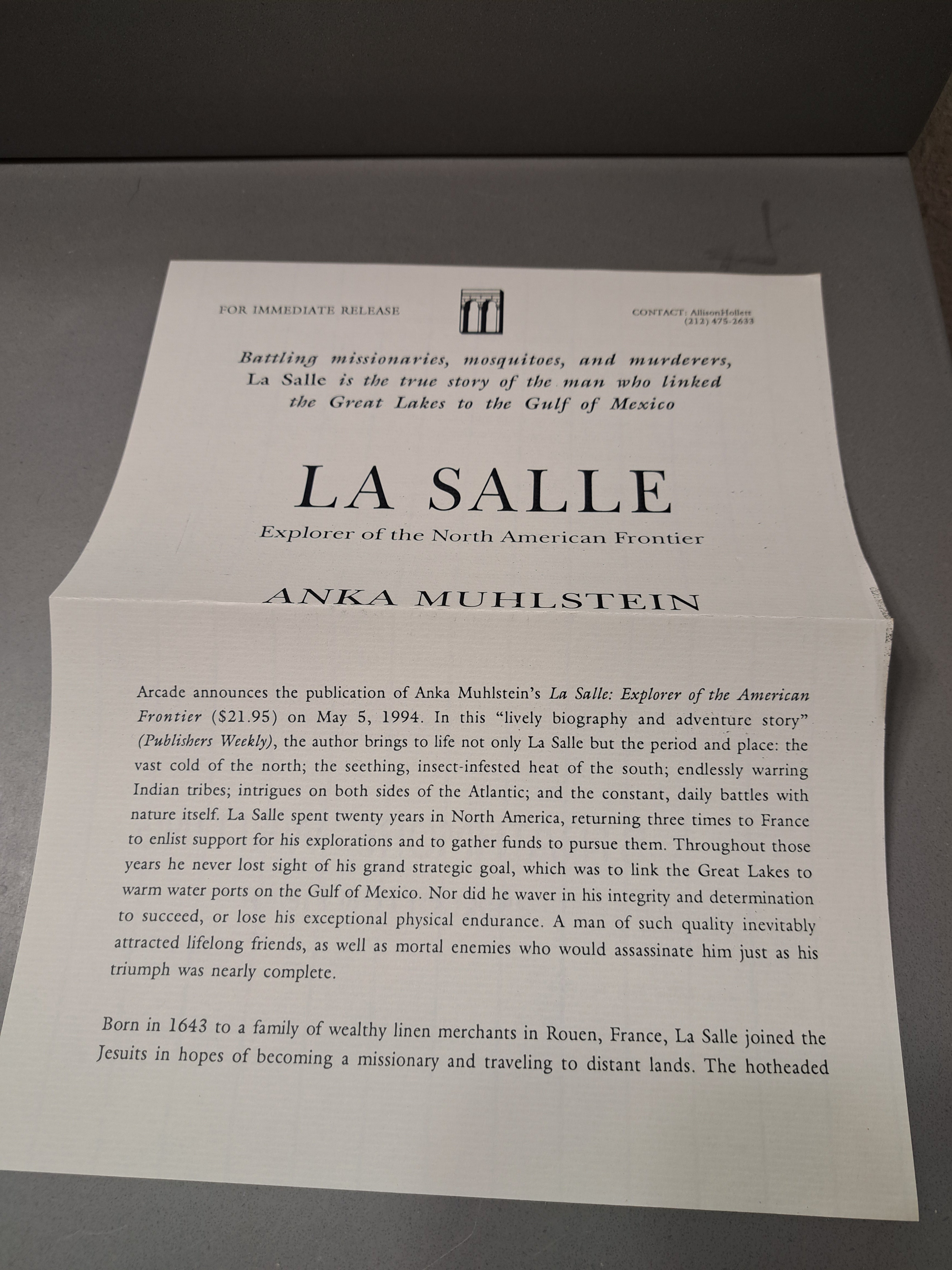 La Salle - Explorer of the North American Frontier by Anka Muhlstein