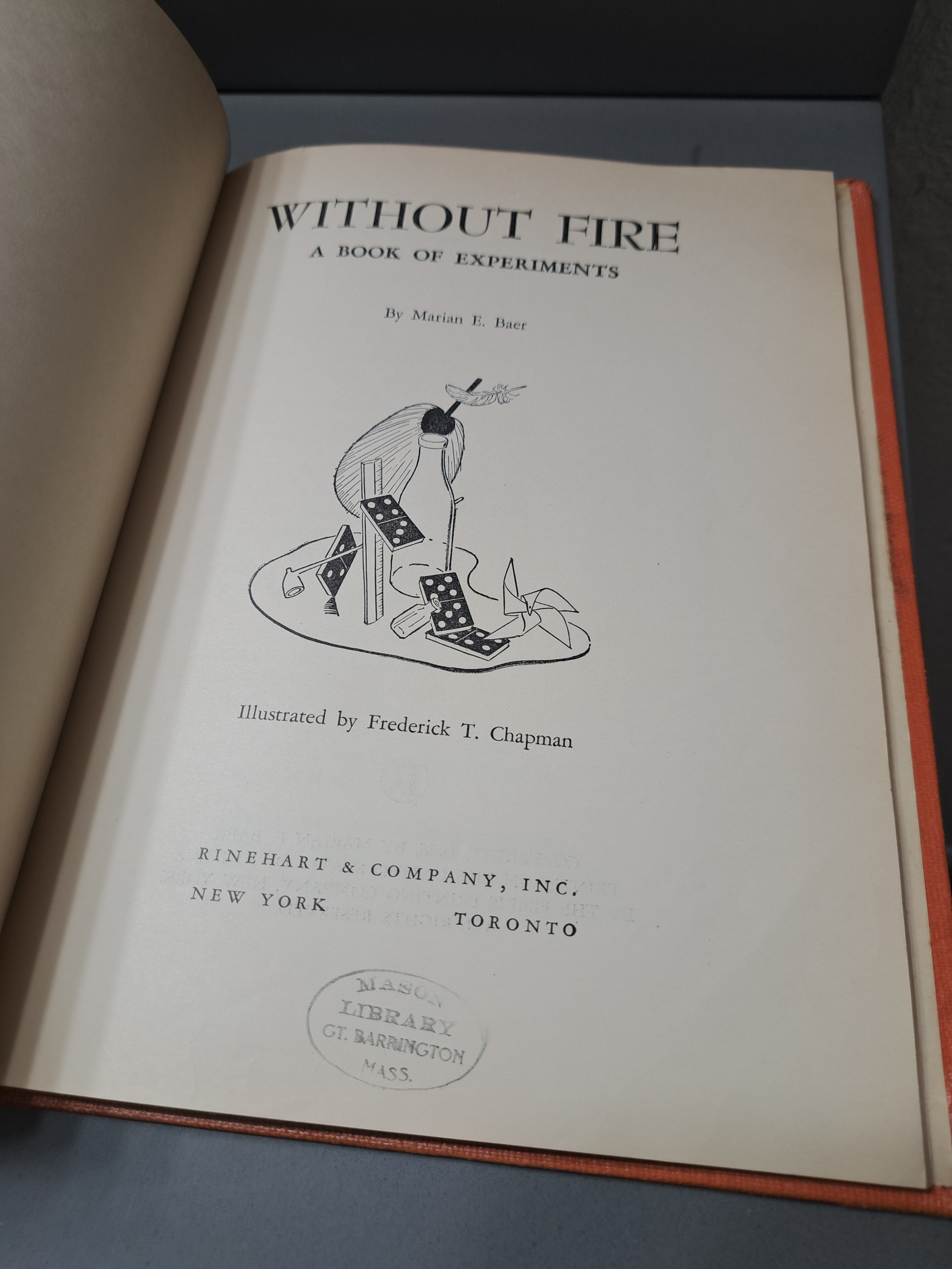 Vintage 1946 first edition of Without Fire: A Book of Experients by Marian E Baer