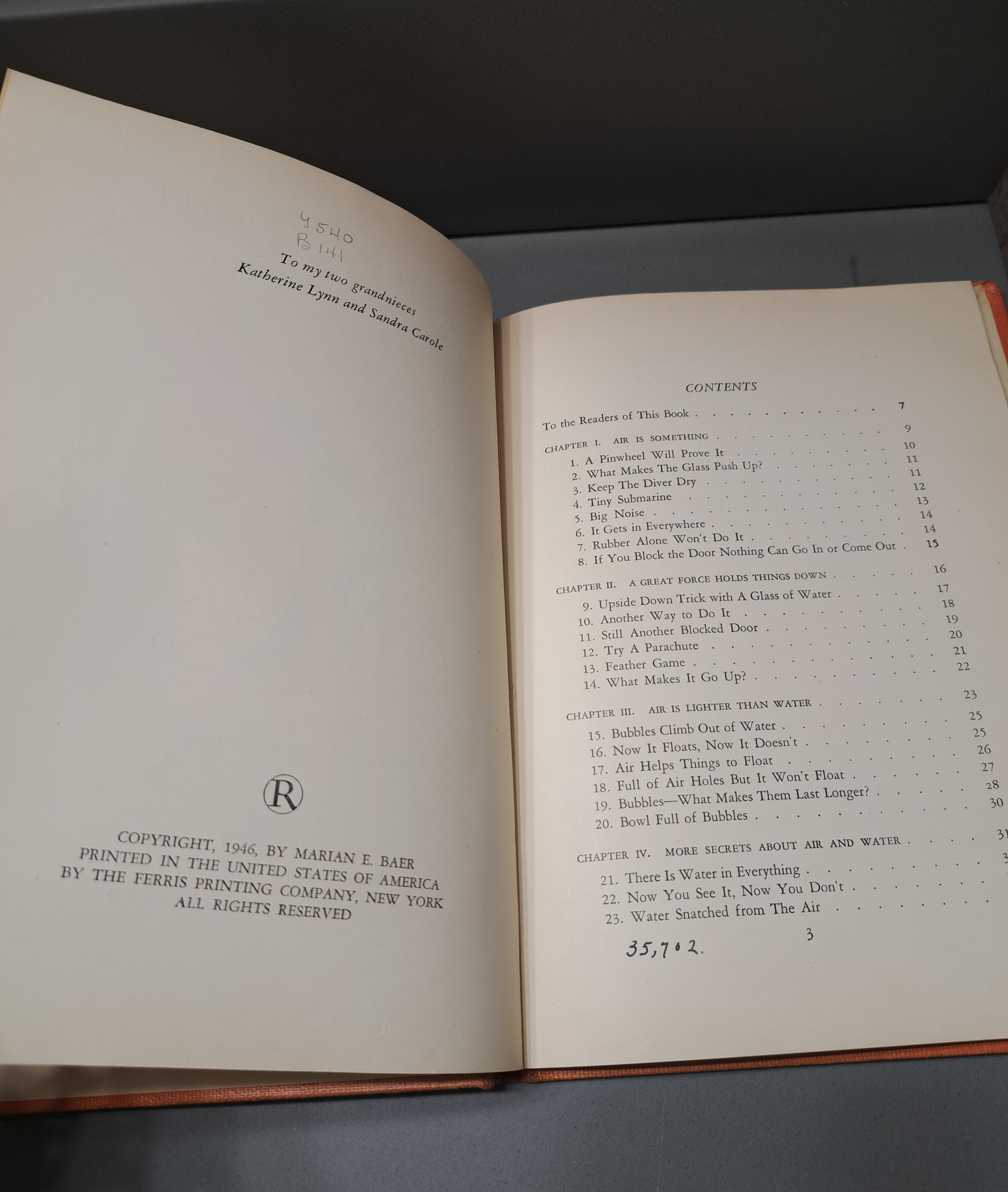 Vintage 1946 first edition of Without Fire: A Book of Experients by Marian E Baer