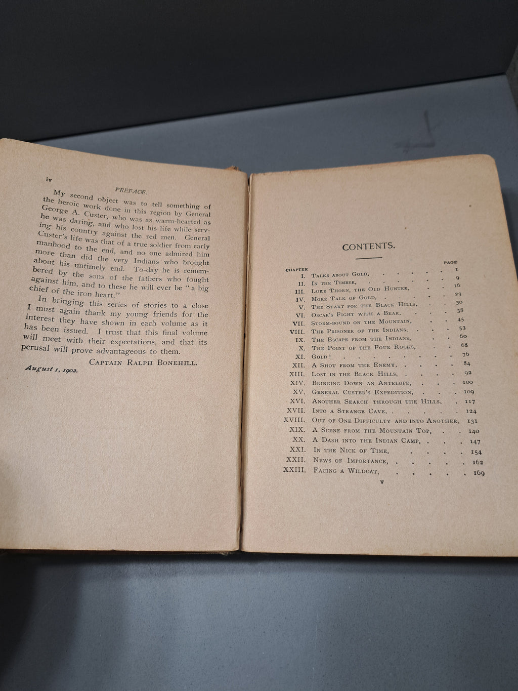 Vintage 1903 edition of With Custer in the Black Hills - A Flag of Freedom Series by Captain Ralph Bonehill