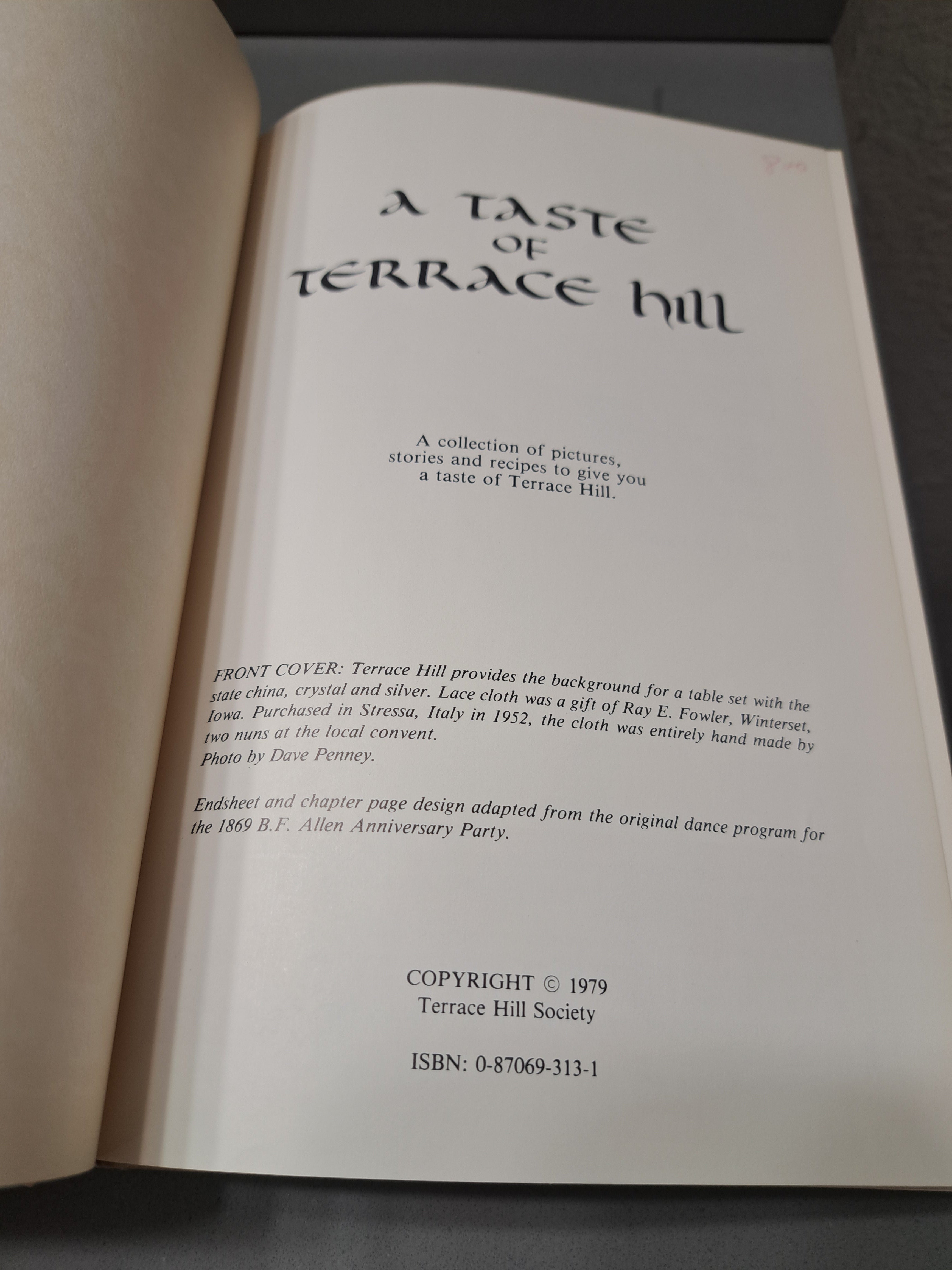 Vintage 1979 2nd edition of A Taste of Terrace Hill