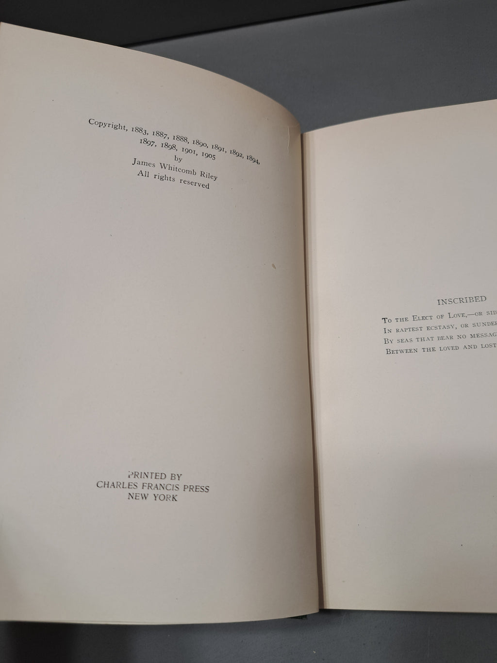 Vintage 1905 edition of Riley Love-Lyrics by James Whitcomb Riley with Life Pictures by William E Dyer