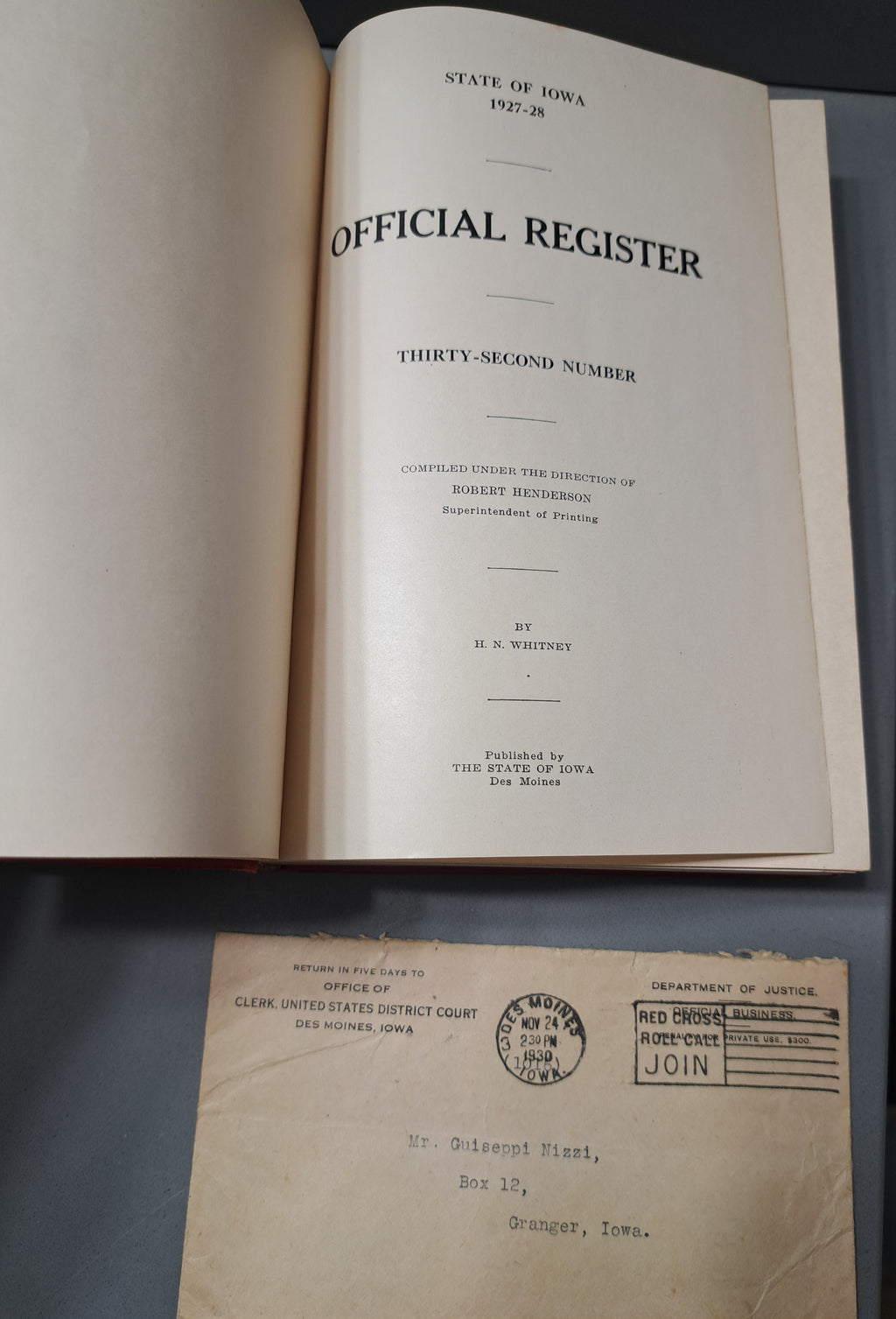 Vintage 1928 Iowa Official Register 1927-1928