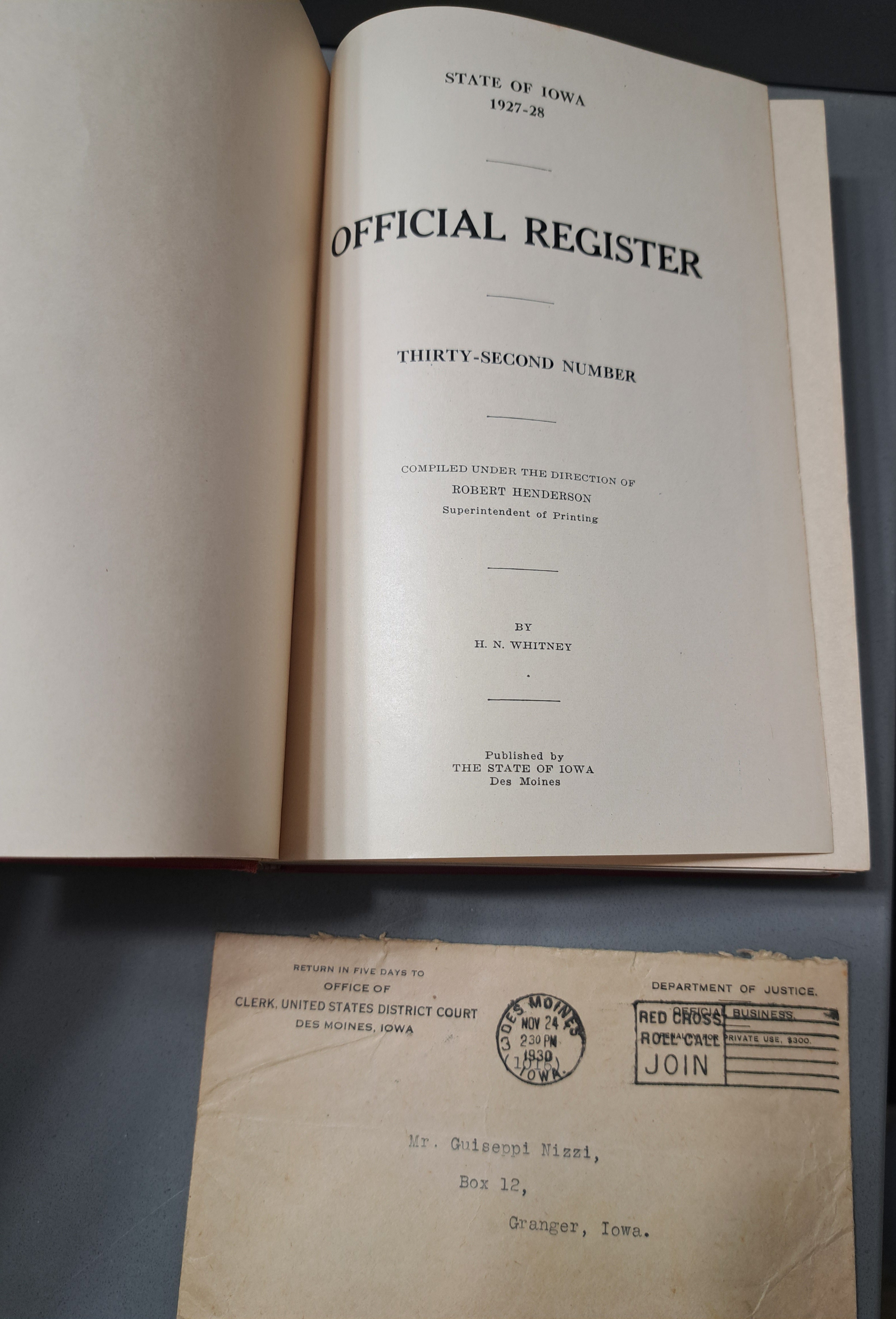 Vintage 1928 Iowa Official Register 1927-1928