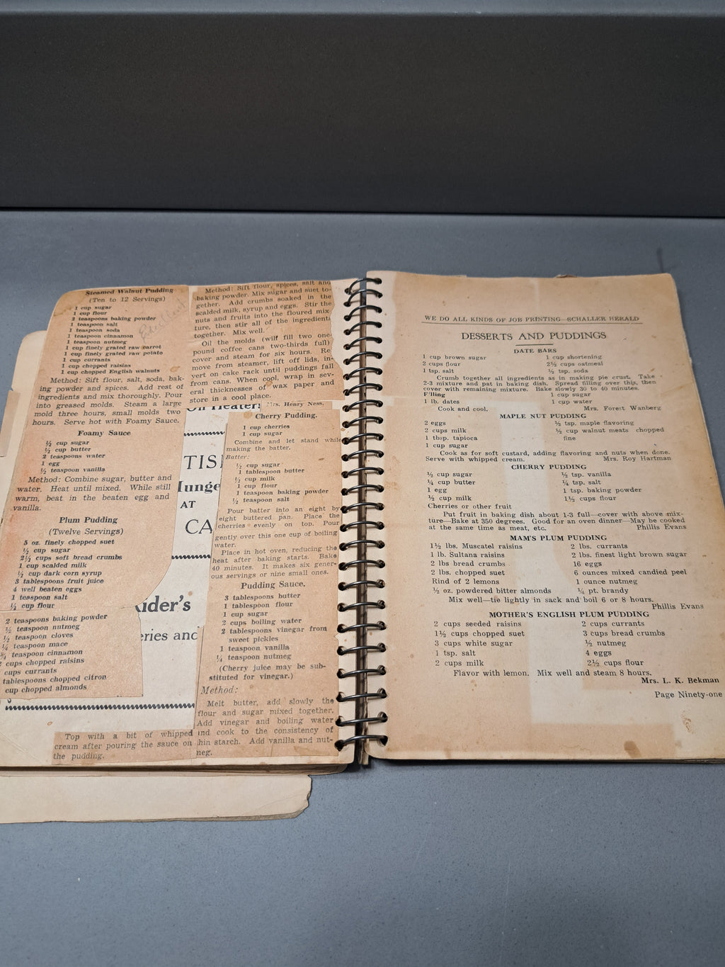 Rare 1937 The Schaller Cook Book sponsored by The Methodist Ladies Aid