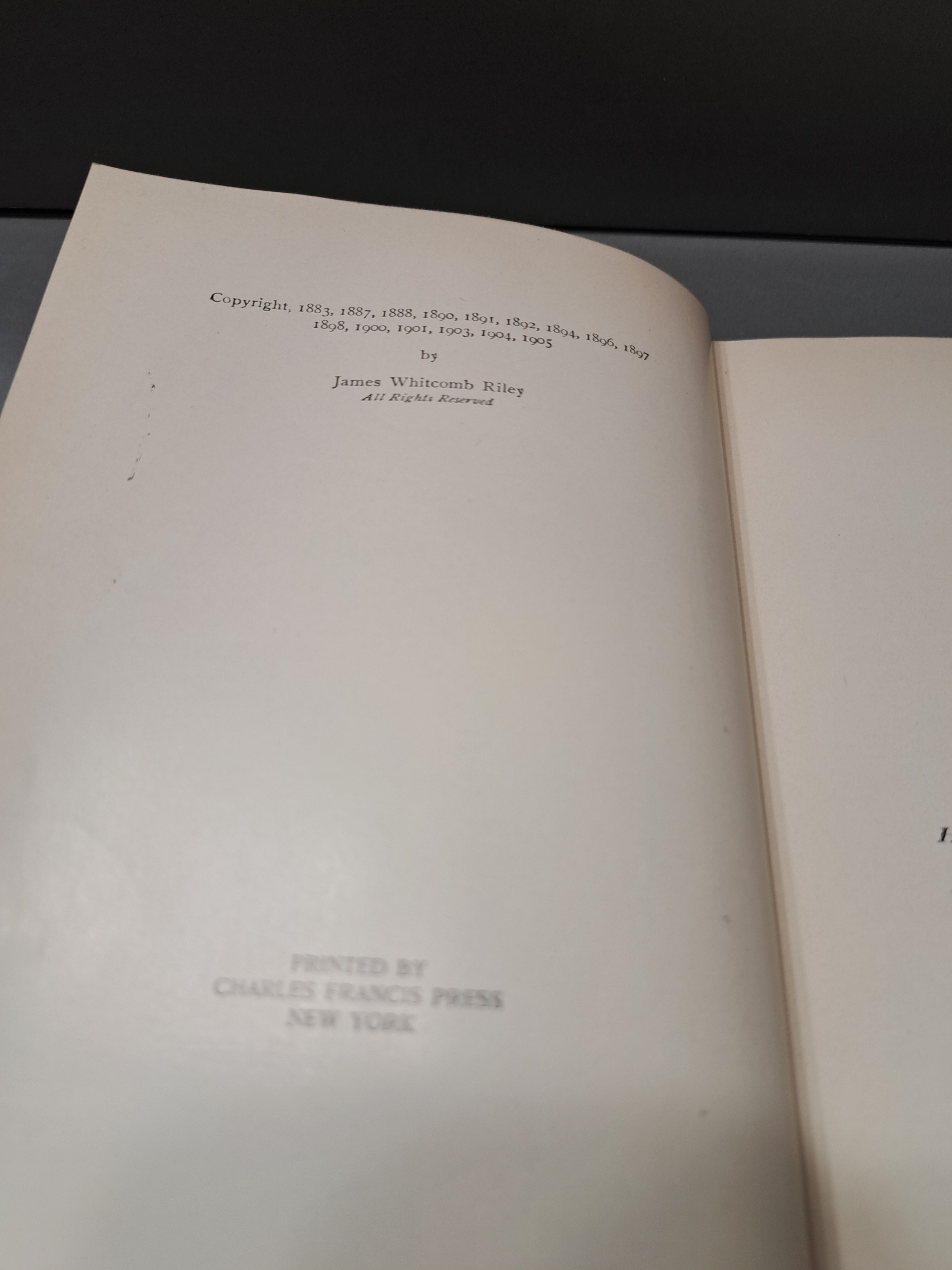 Vintage 1905 Riley Songs O' Cheer by James Whitcomb Riley