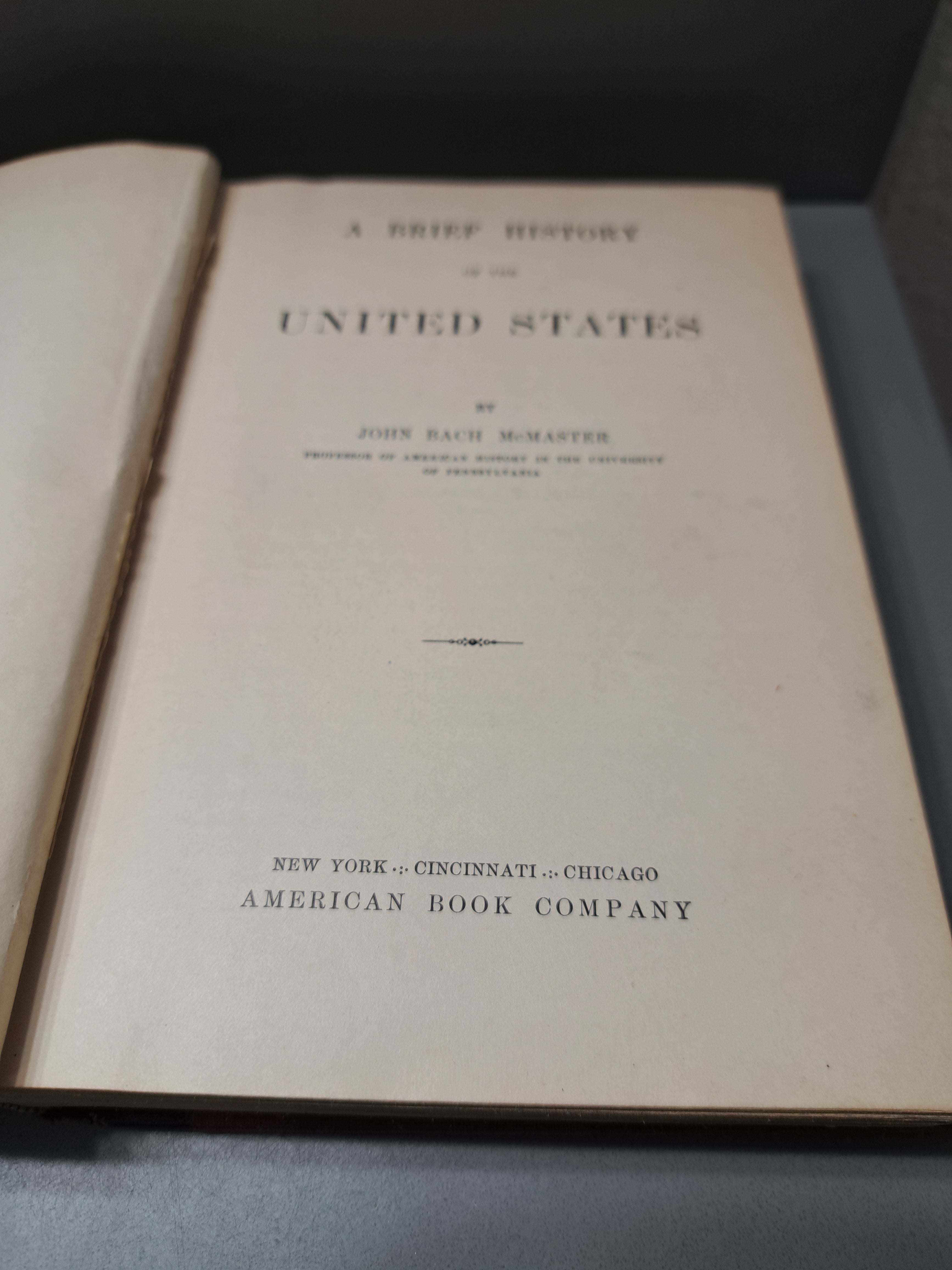 Vintage 1907 Brief History of the United States by John Bach McMaster