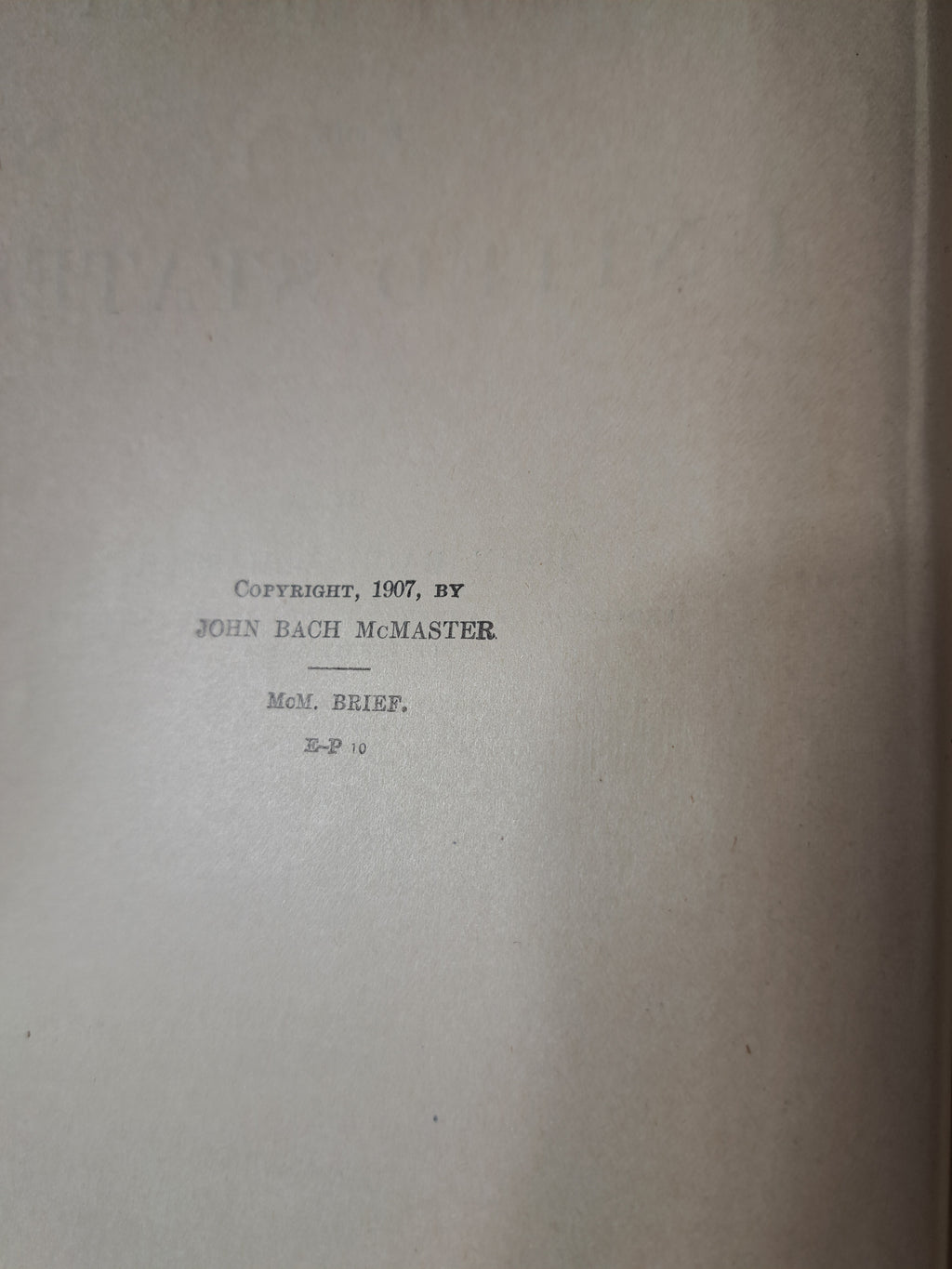 Vintage 1907 Brief History of the United States by John Bach McMaster
