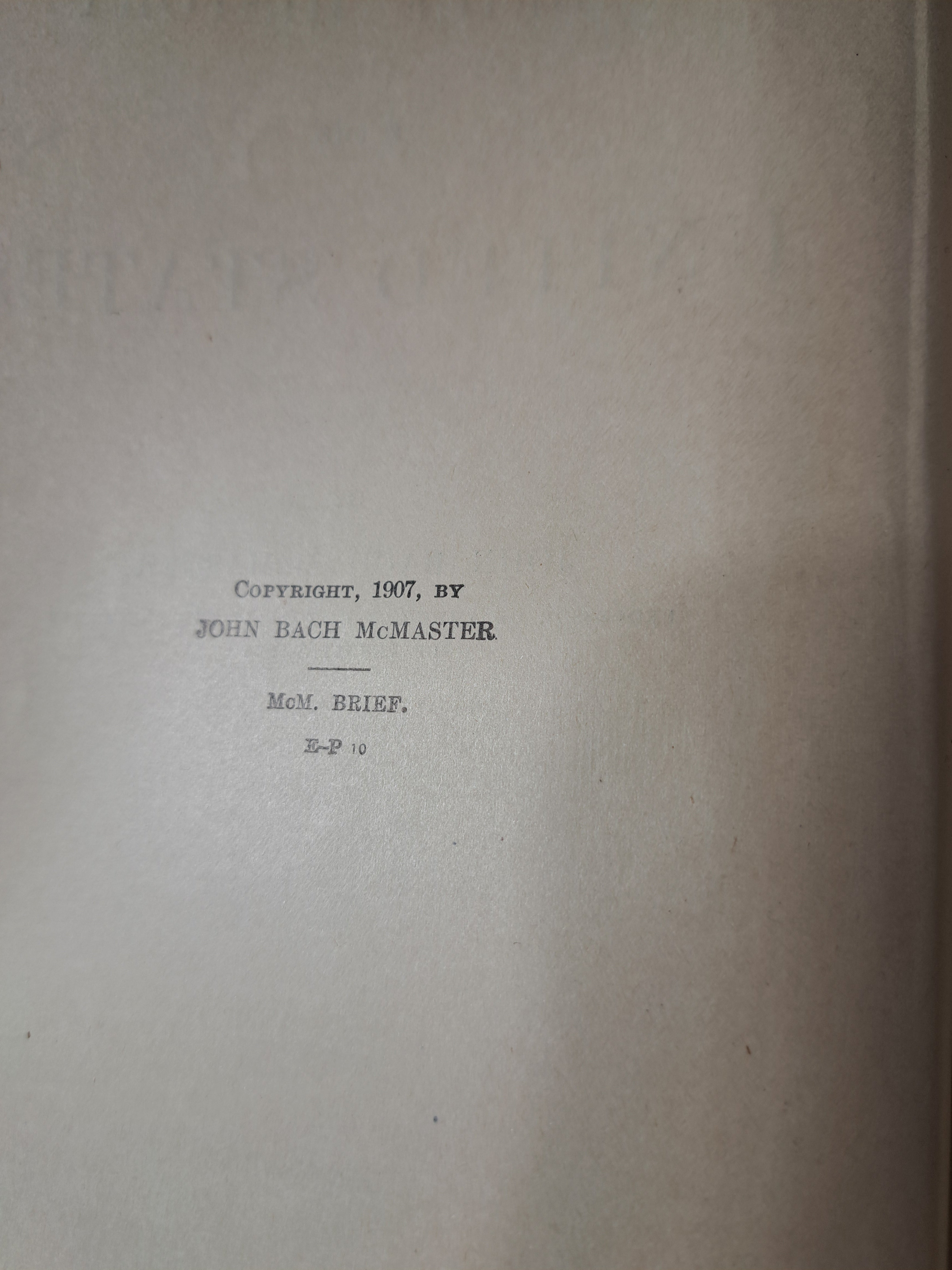 Vintage 1907 Brief History of the United States by John Bach McMaster