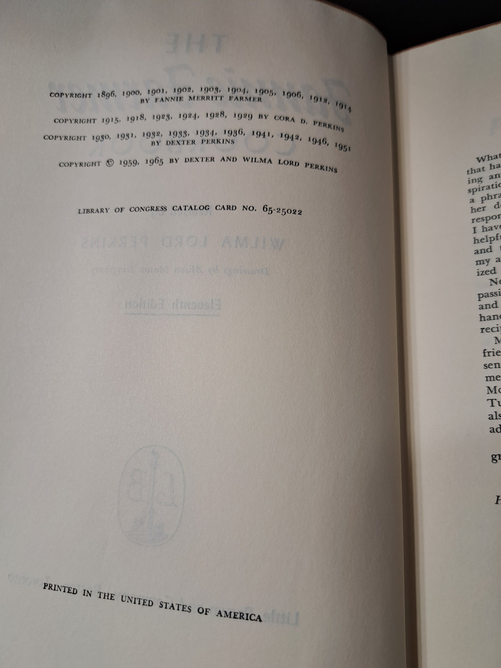 Vintage 1965 The Fannie Farmer cookbook