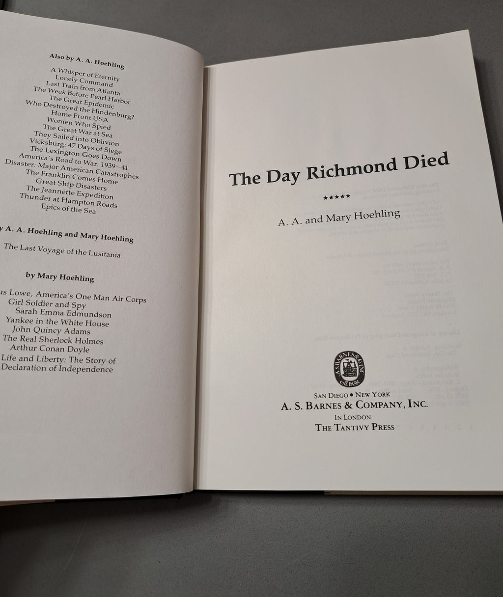 Vintage 1981 The Day Richmond Died by A A and Mary Hoehling