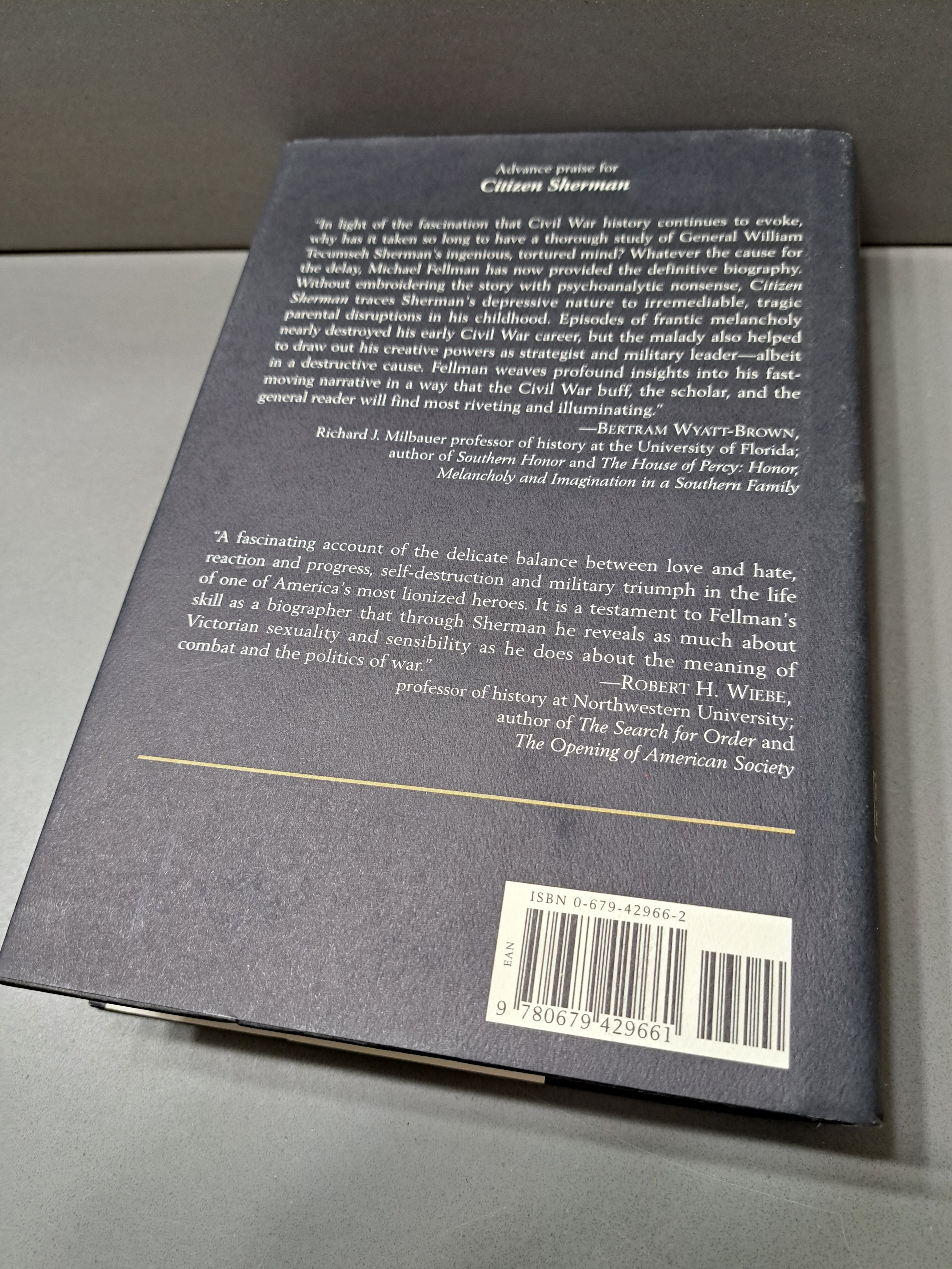 1995 first edition of Citizen Sherman: A Life of William Tecumseh Sherman by Michael Fellman