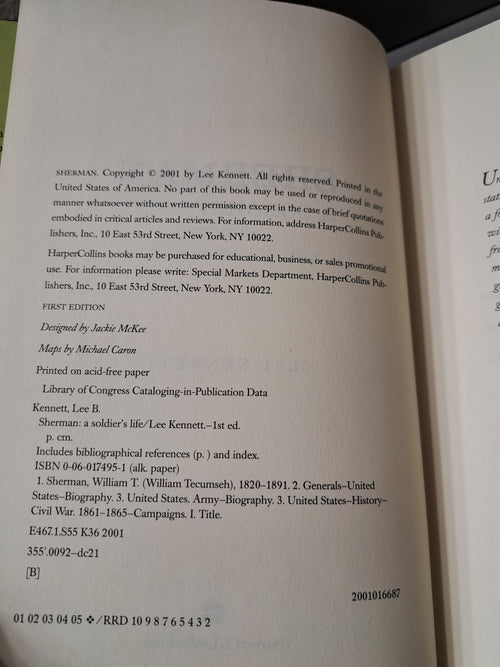 First edition of Sherman: A Soldier's Life by Lee Kennett