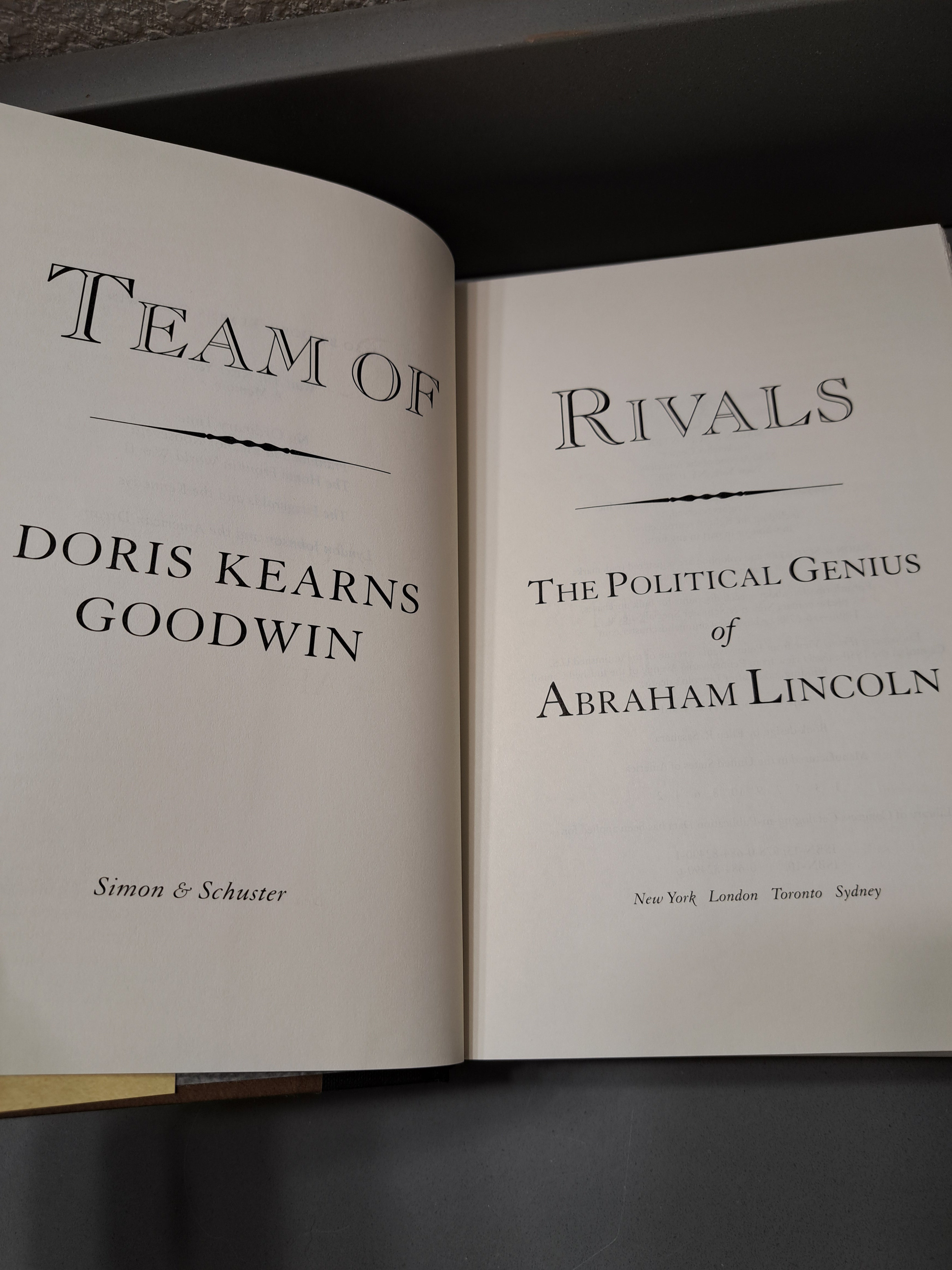 2005 first edition of Team of Rivals: The Political Genius of Abraham Lincoln by Doris Kearns Goodwin