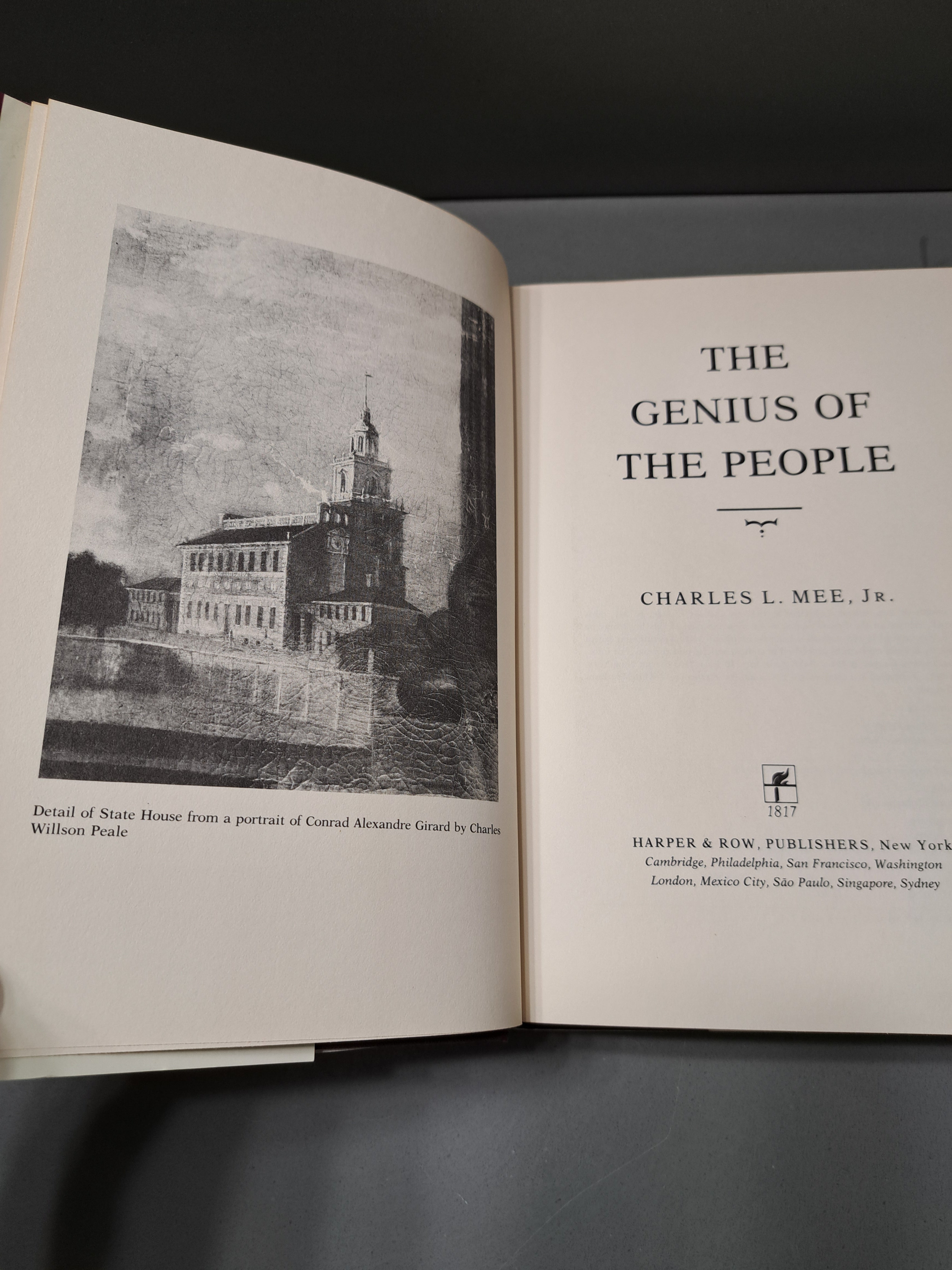 Vintage 1987 first edition of The Genius of the People by Charles L Mee Jr