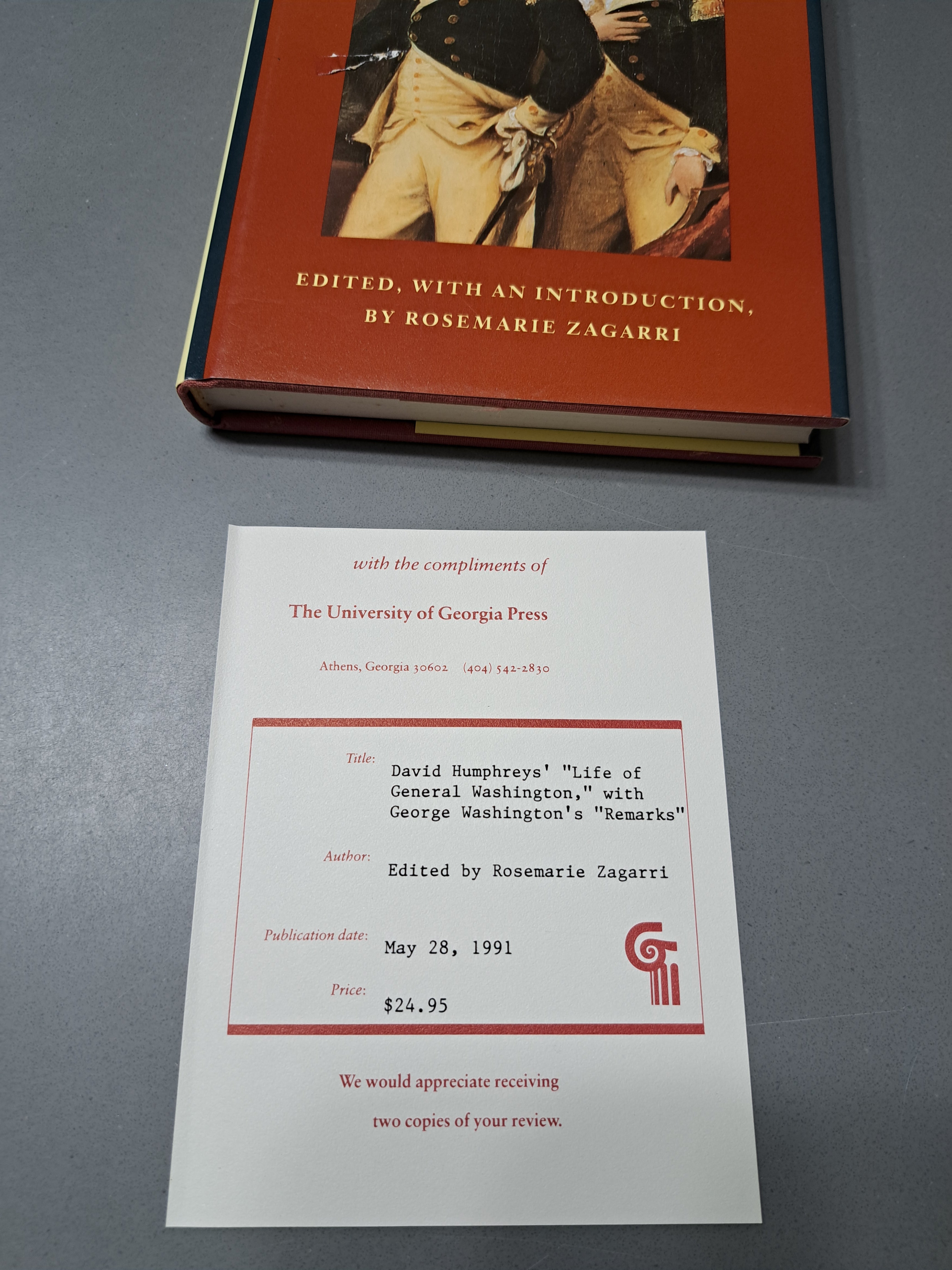 Vintage 1991 first edition of David Humphrey's "Life of General Washington" with George Washington's "Remarks"