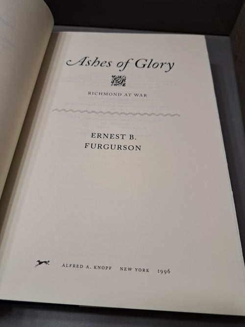 1996 first edition of Ashes of Glory: Richmond at War by Ernest B Furgurson