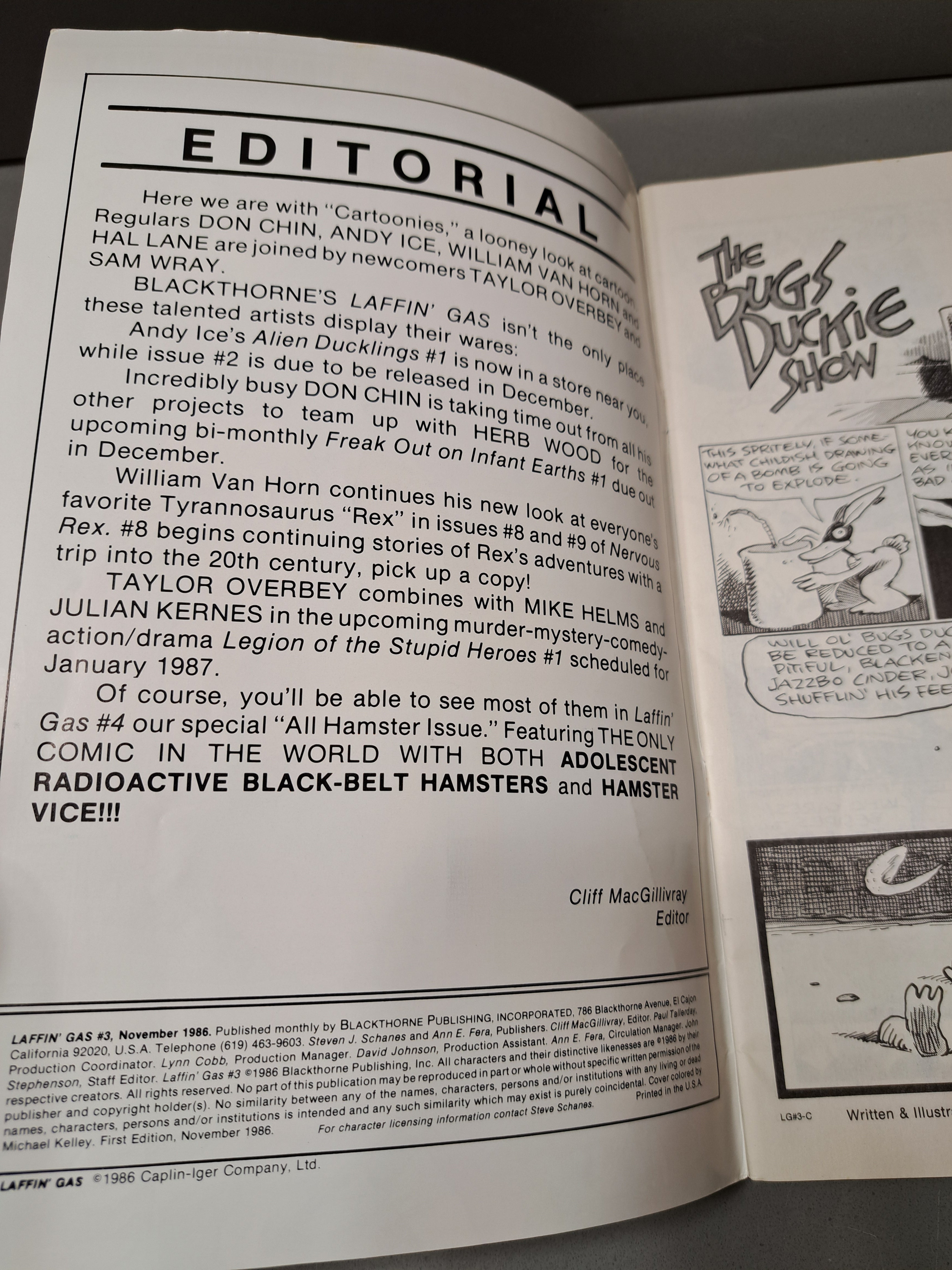 Vintage 1986 comic Laffin' Gas #3 Cartoonies