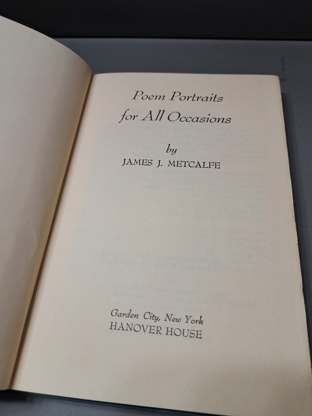 Vintage 1961 Poem Portraits for all Occasions by James J Metcalfe