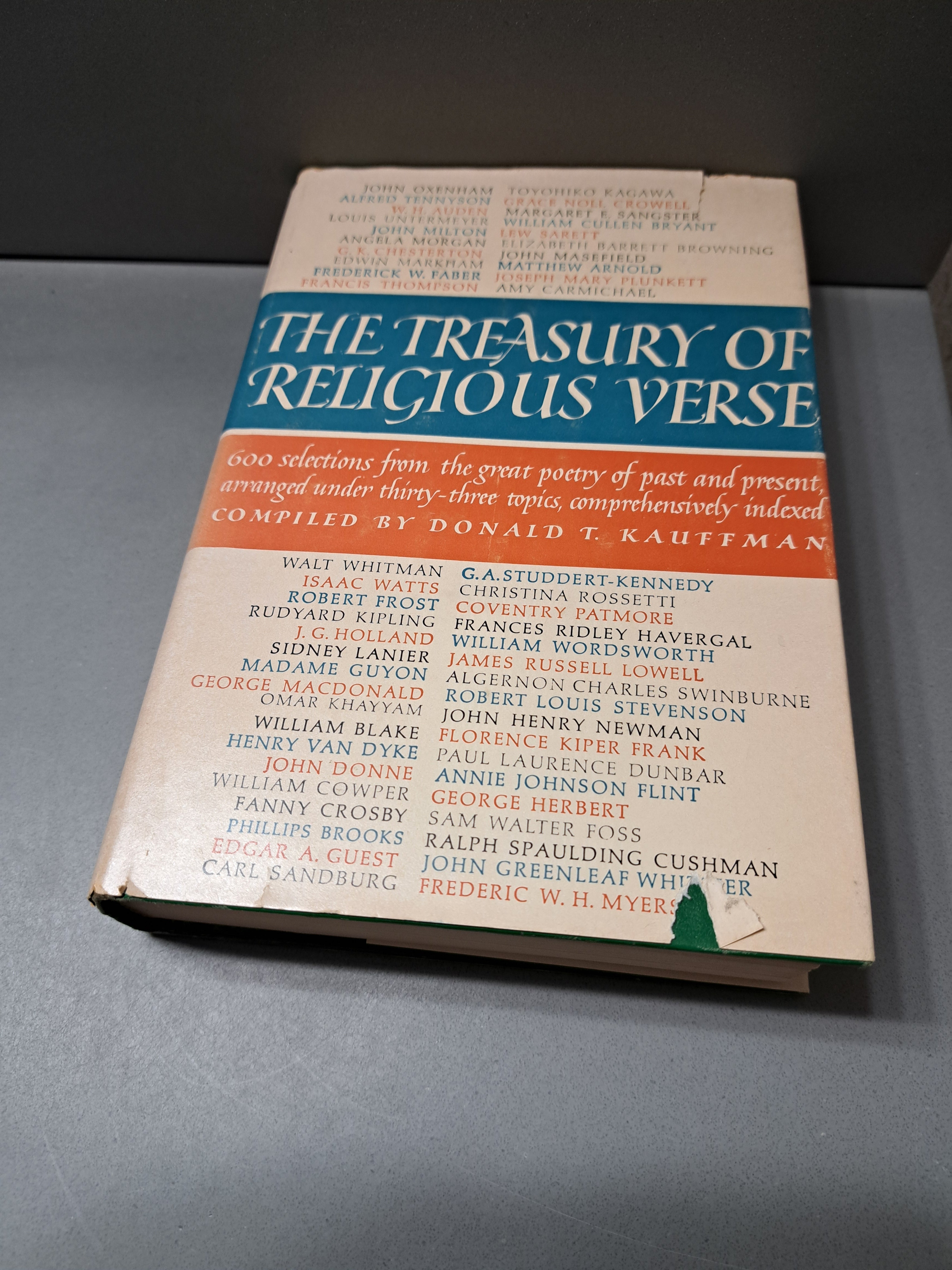 Vintage The Treasury of Religious Verse compiled by Donald T Kauffman