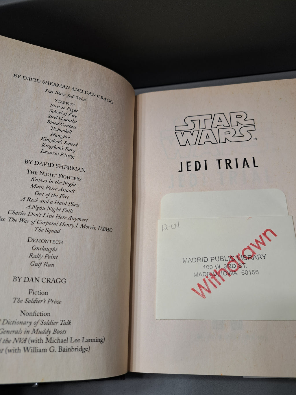 First edition of Star Wars: Jedi Trial A Clone Wars Novel by David Sherman and Dan Cragg
