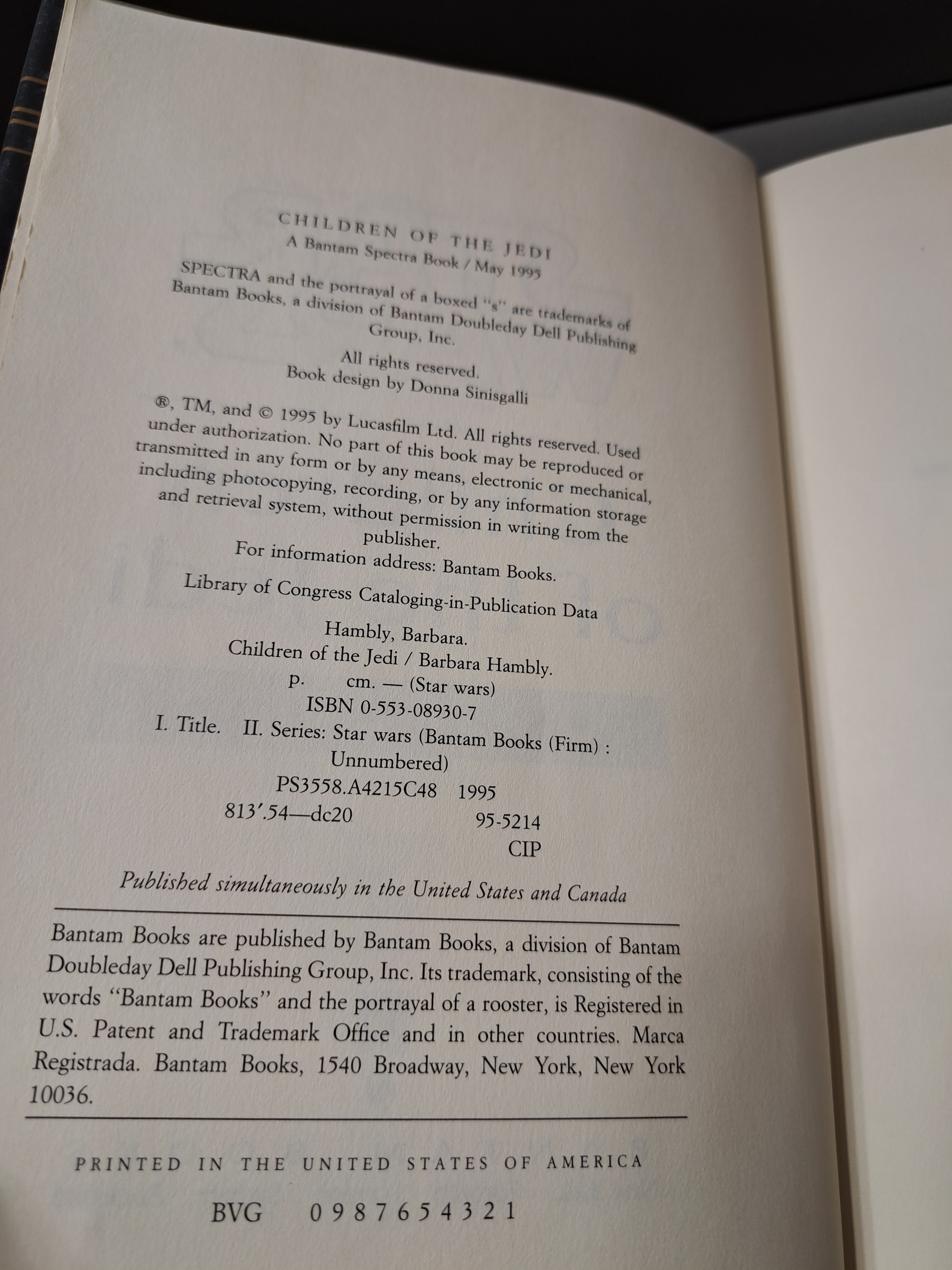 1995 First edition of Star Wars: Children of the Jedi by Barbara Hambly