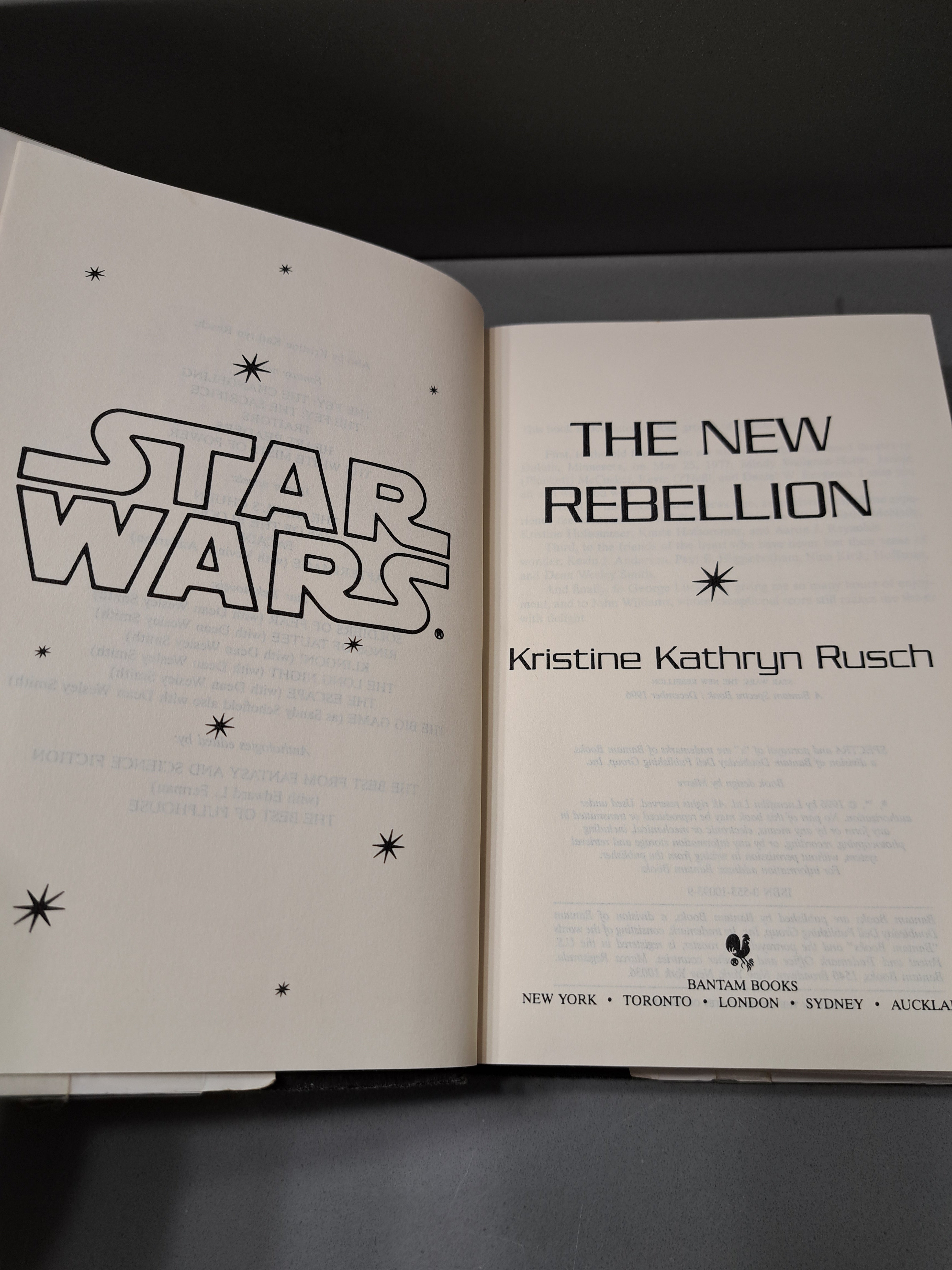 1996 First edition of Star Wars: The New Rebellion by Kristine Kathryn Rusch