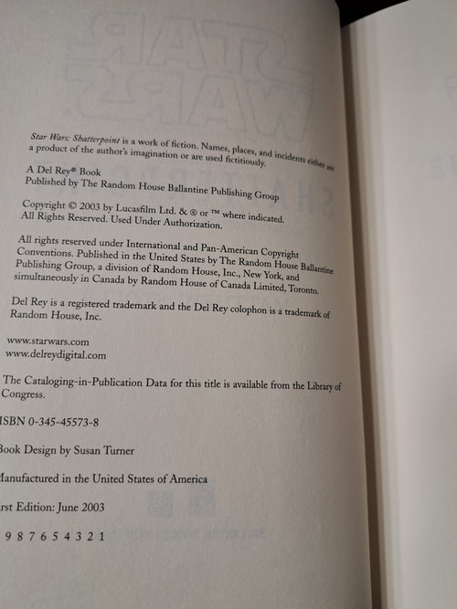 First edition of Star Wars: Shatterpoint by Matthew Stover