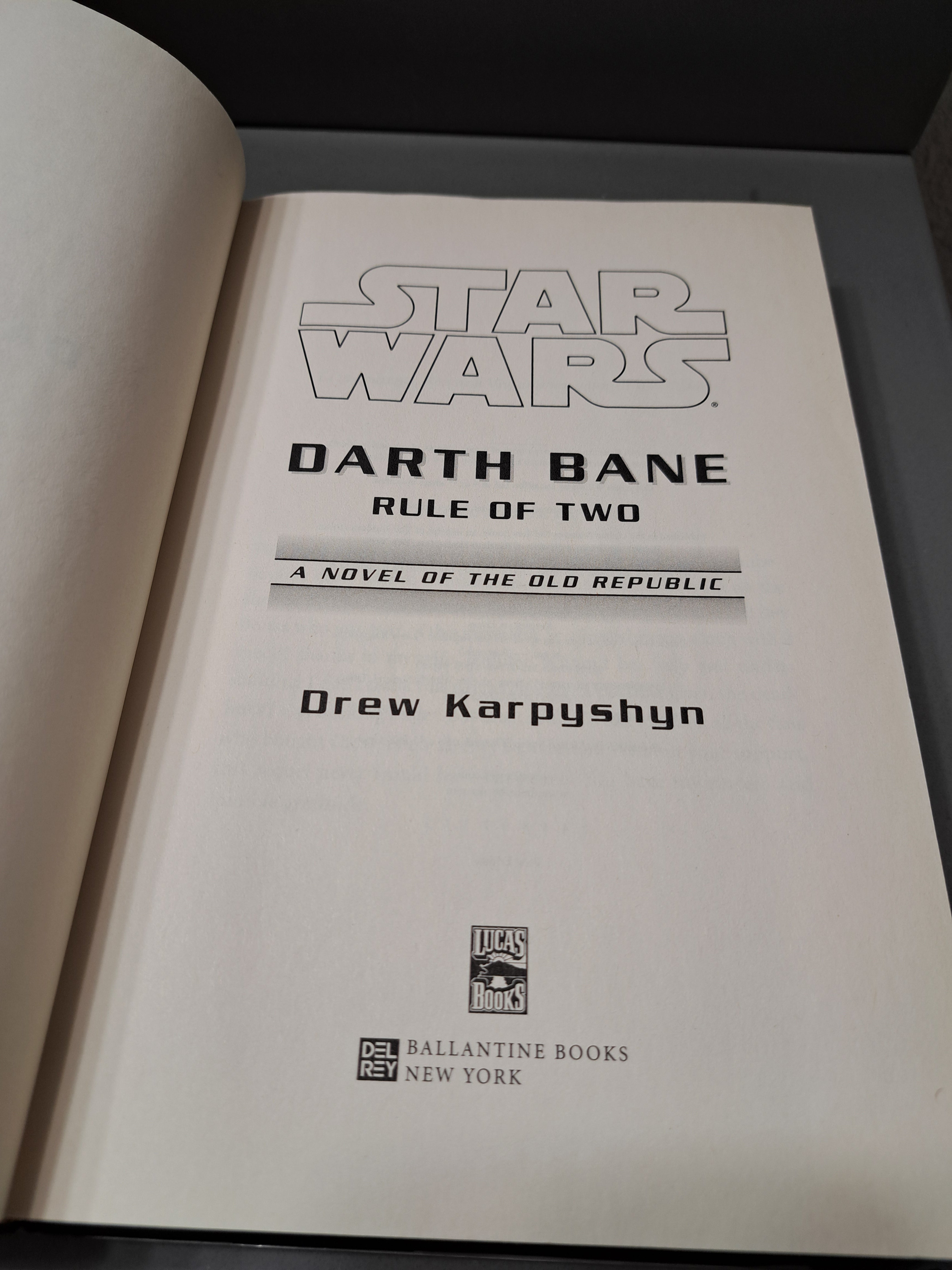 First edition of Star Wars: Darth Bane Rule of Two by Drew Karpyshyn