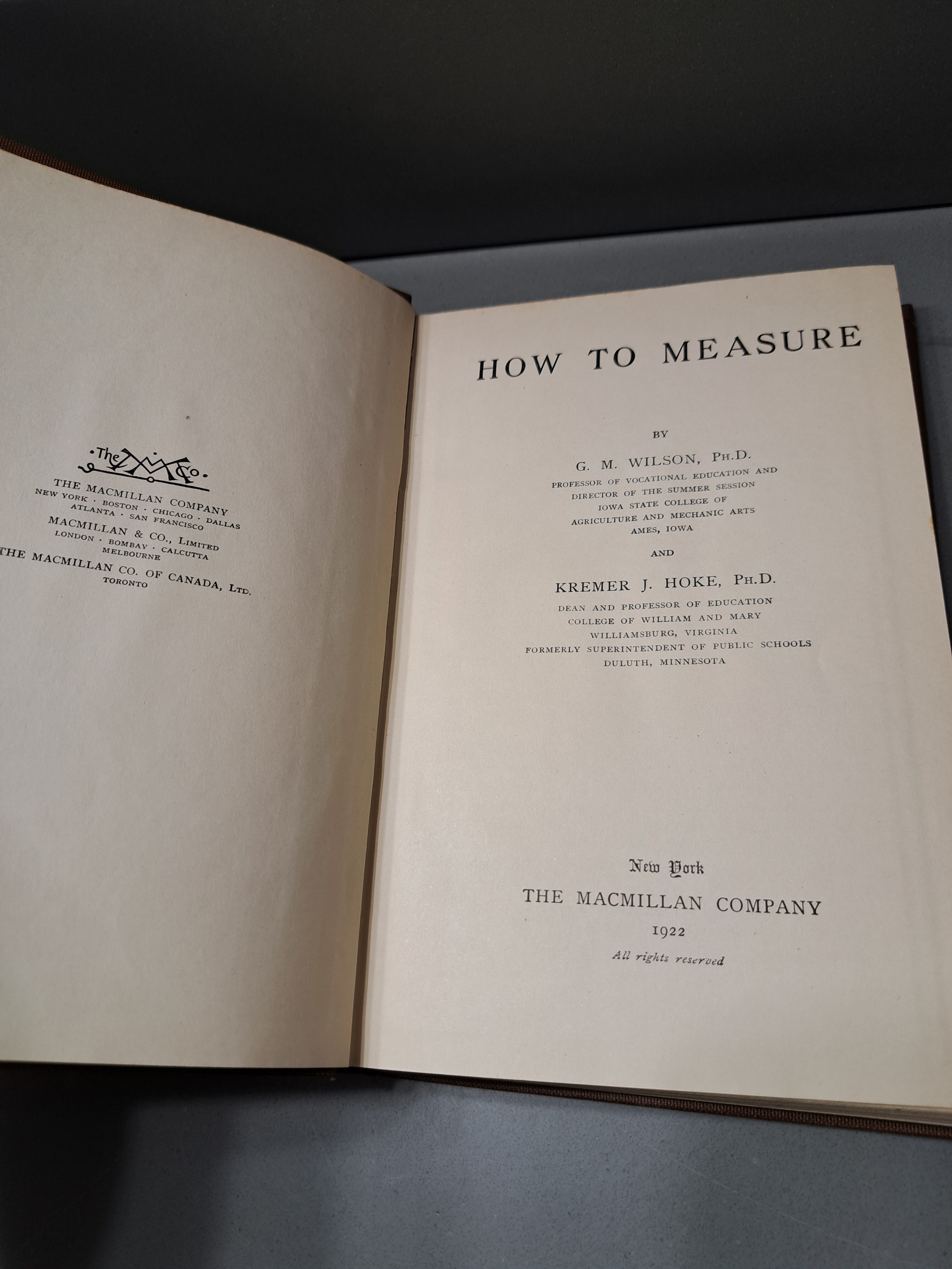 Rare 1920 How to Measure by G M Wilson PhD and Kremer J Hoke PhD
