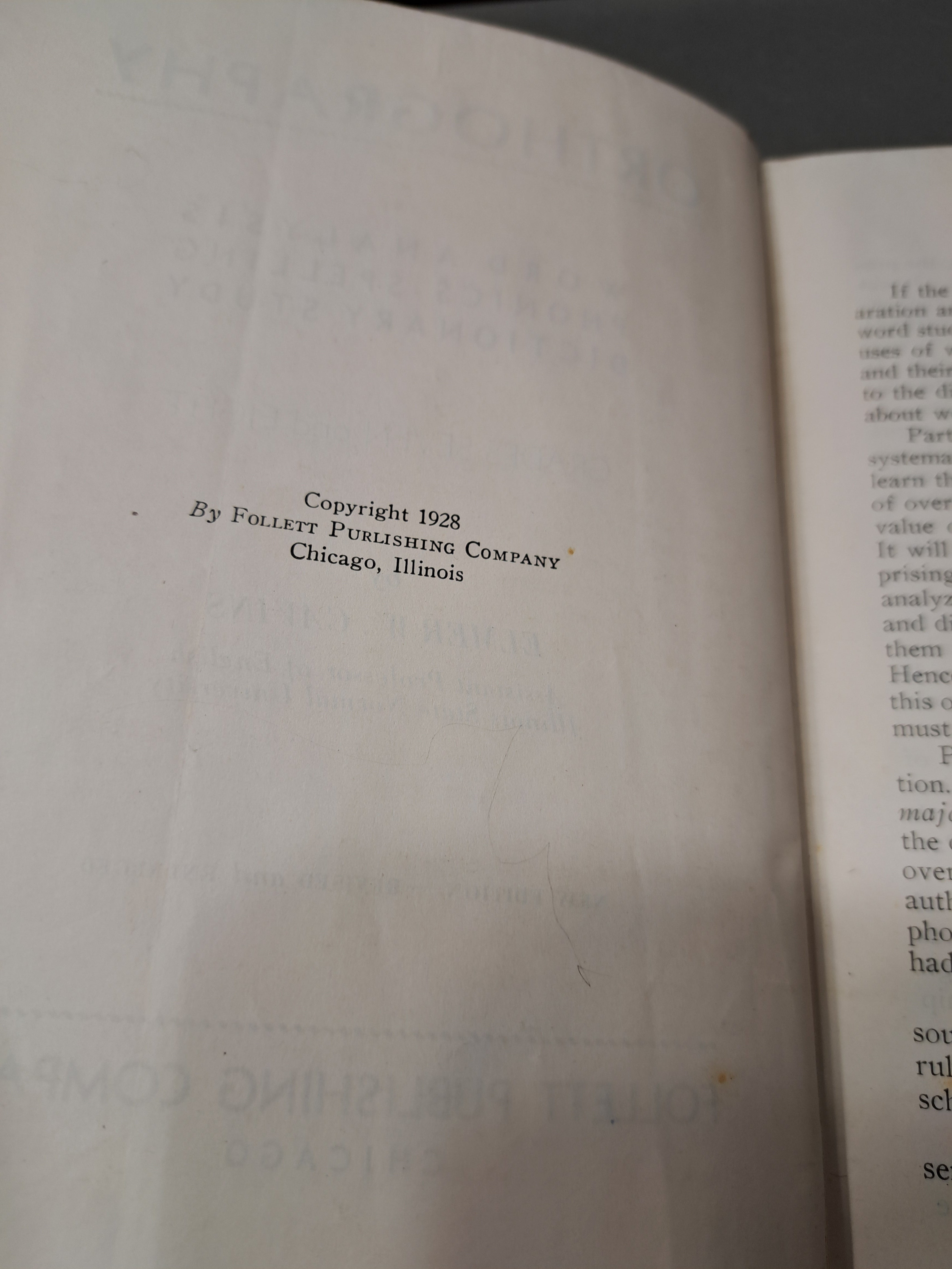 Vintage 1928 Orthography: Word Analysis Phonics-Spelling Dictionary Study by Elmer W Cavins