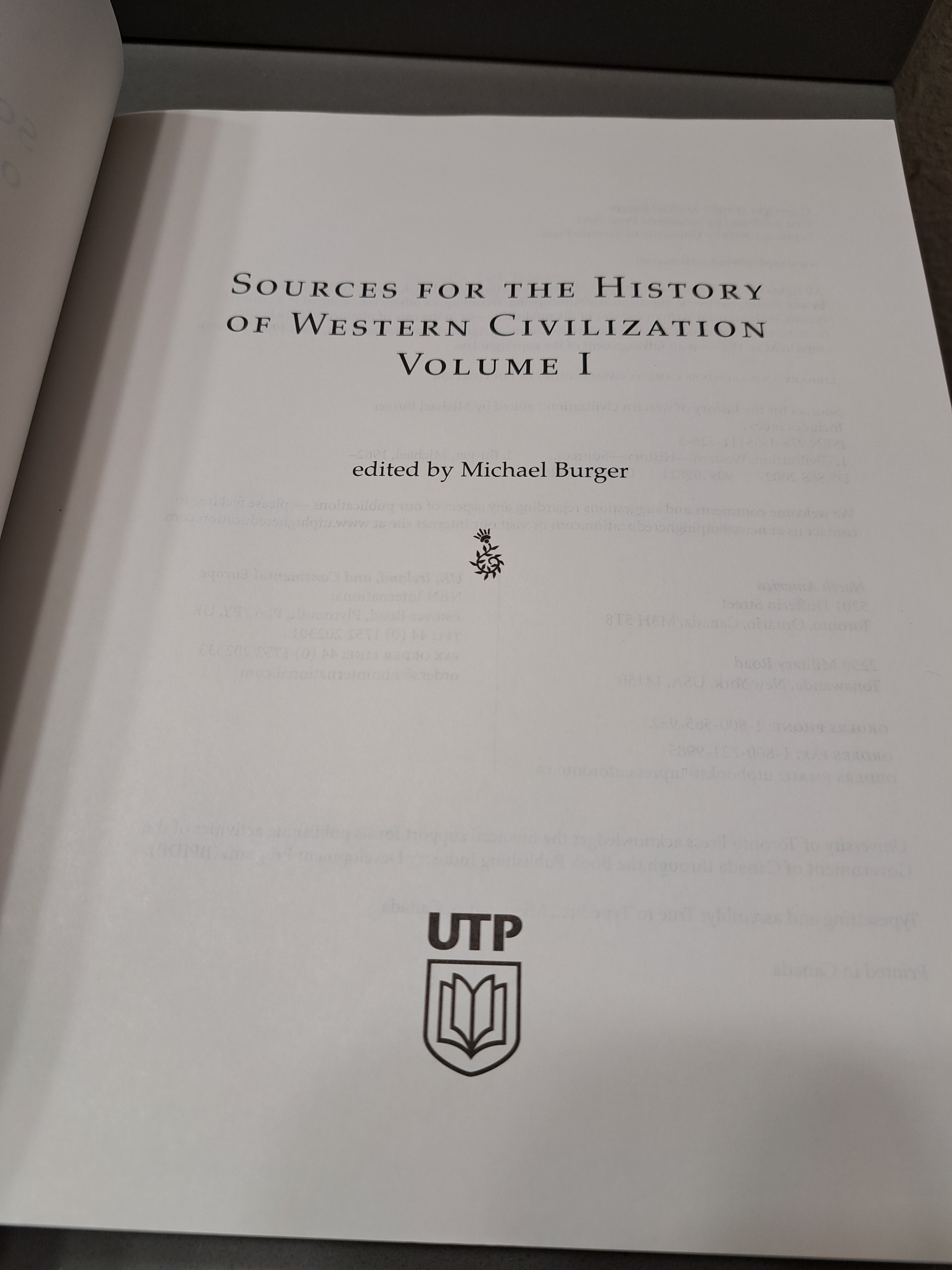 Sources for the History of Western Civilization Vol 1