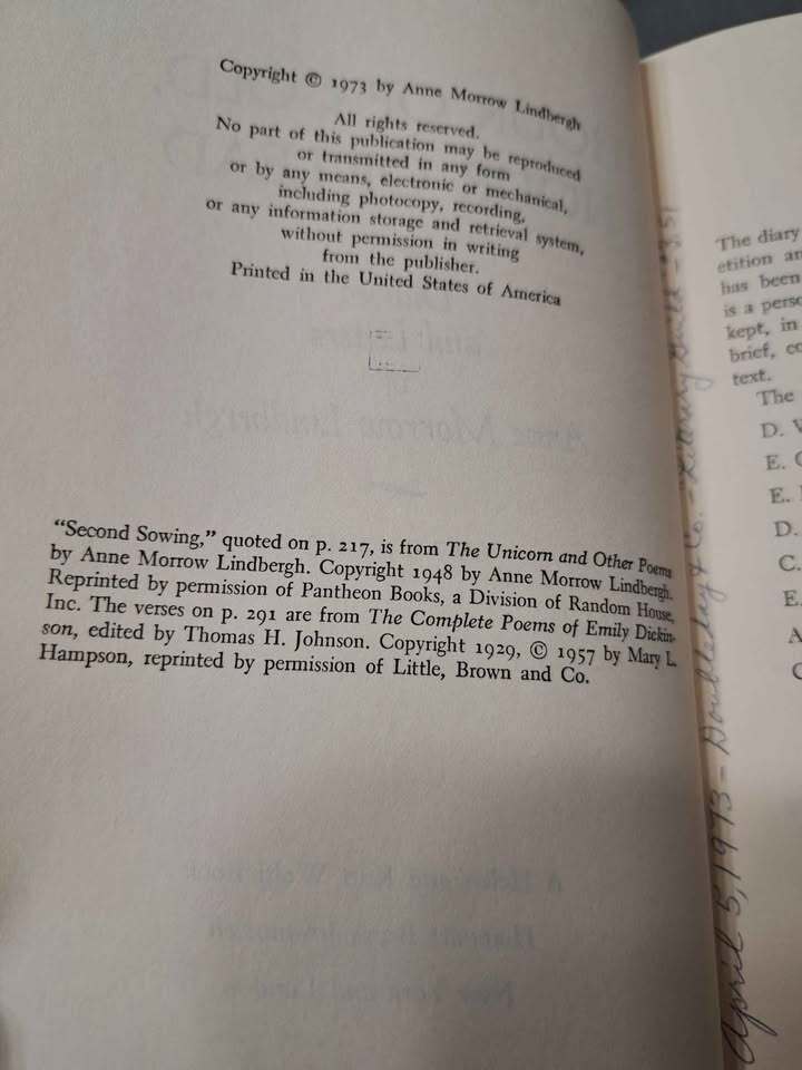 Vintage 1973 Hour of Gold, Hour of Lead by Anne Morrow Lindbergh