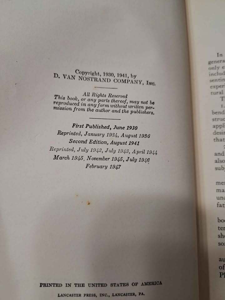 Vintage 1947 Strength of Materials / Timoshenko