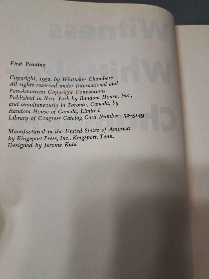 Vintage 1952 first printing of Witness by Whittaker Chambers