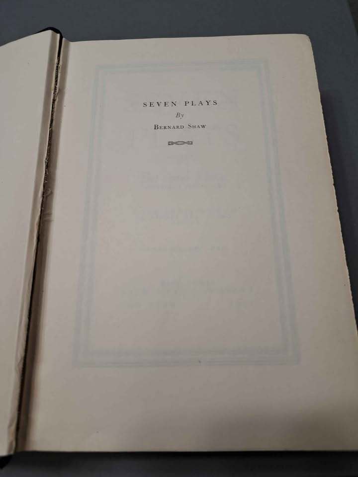 Vintage 1941 Seven Plays by Bernard Shaw (hardcover)