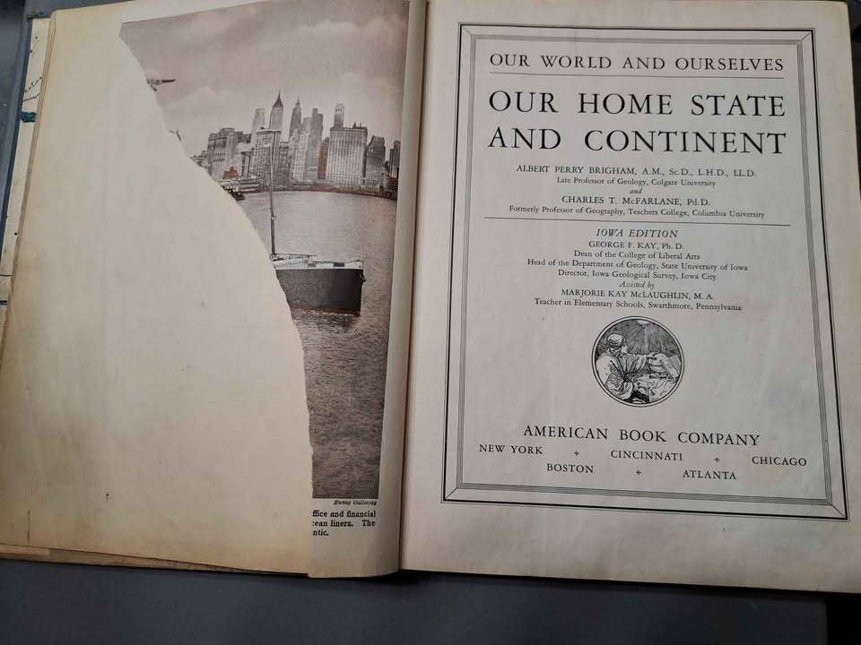 Vintage 1934 Our World and Ourselves: Our Home State and Continent Iowa Edition