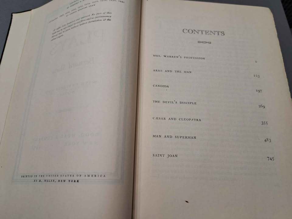 Vintage 1941 Seven Plays by Bernard Shaw (hardcover)