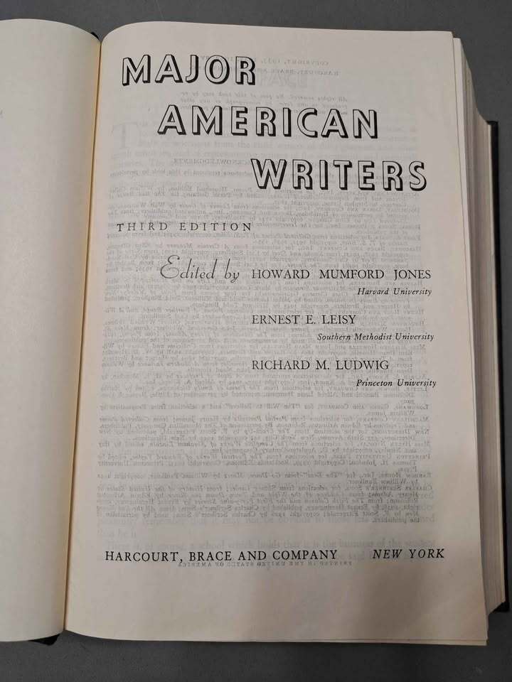 Vintage 1952 Major American Writers third edition hardcover