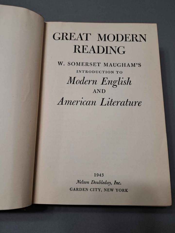 Vintage 1943 Great Modern Reading Maugham's Introduction to Modern English and American Literature