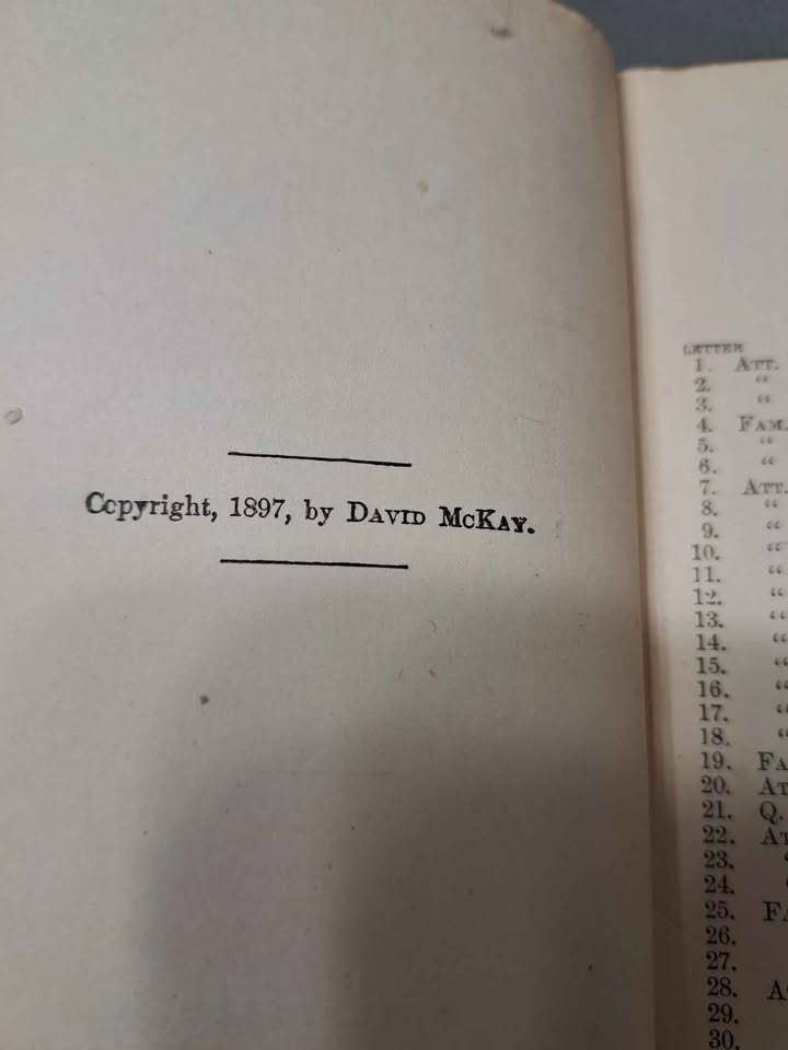 Vintage 1897 Cicero's Select Letters