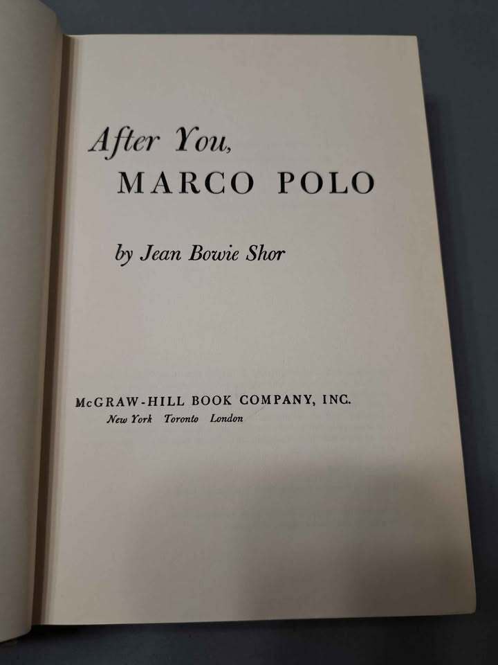 Vintage 1955 After You, Marco Polo by Jean Bowie Shor (hardcover)