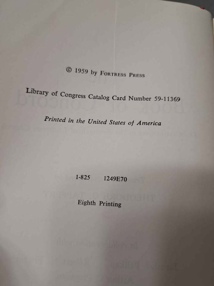 Vintage 1959 The Book of Concord - The Confessions of the Evangelical Lutheran Church