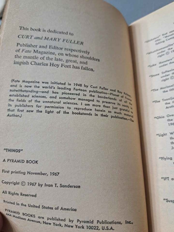 Vintage 1967 Things by Ivan T Sanderson (paperback)