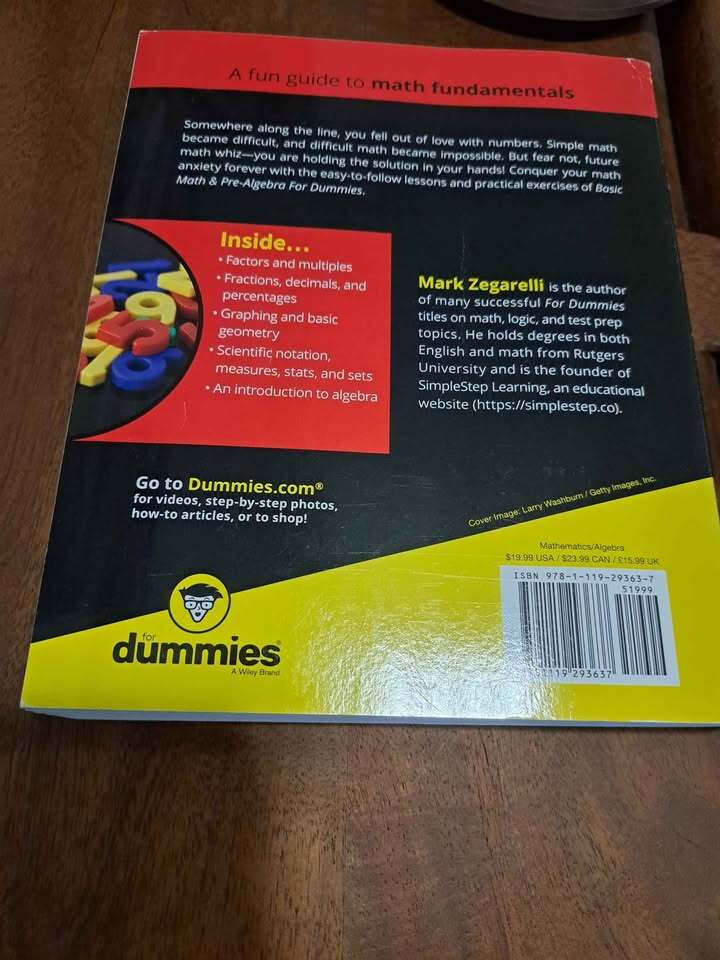 Basic Math and Pre-Algebra for dummies