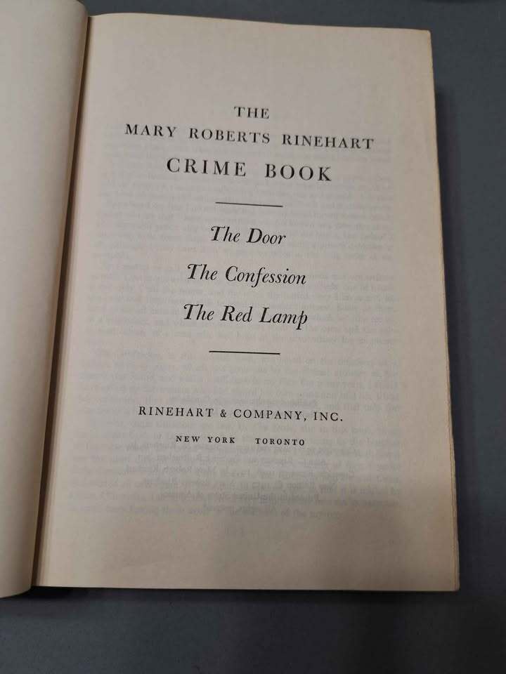 Vintage 1957 The Mary Roberts Rinehart Crime Book:The Door, The Confession, The Red Lamp (hardcover)