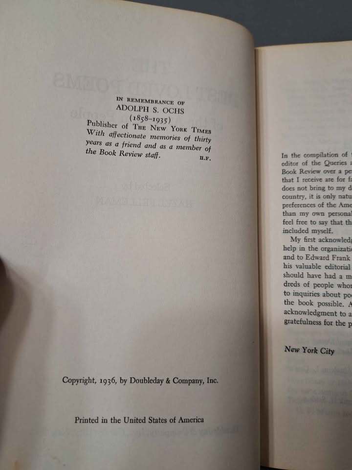 Vintage 1936 Best Loved Poems of the American People